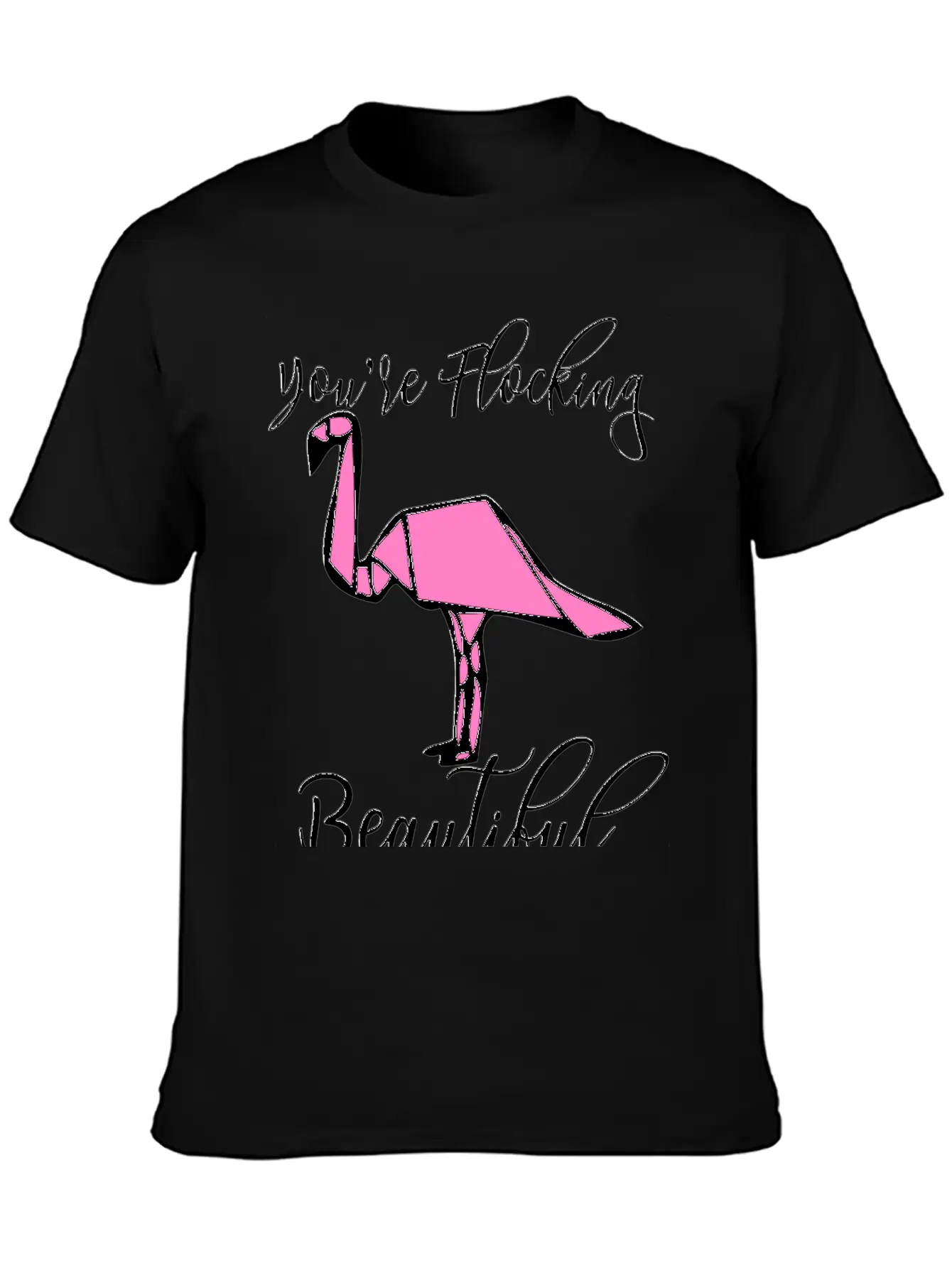 Flamingo Origami Essential Cotton Tee For Daily Outfits – Unisex Style