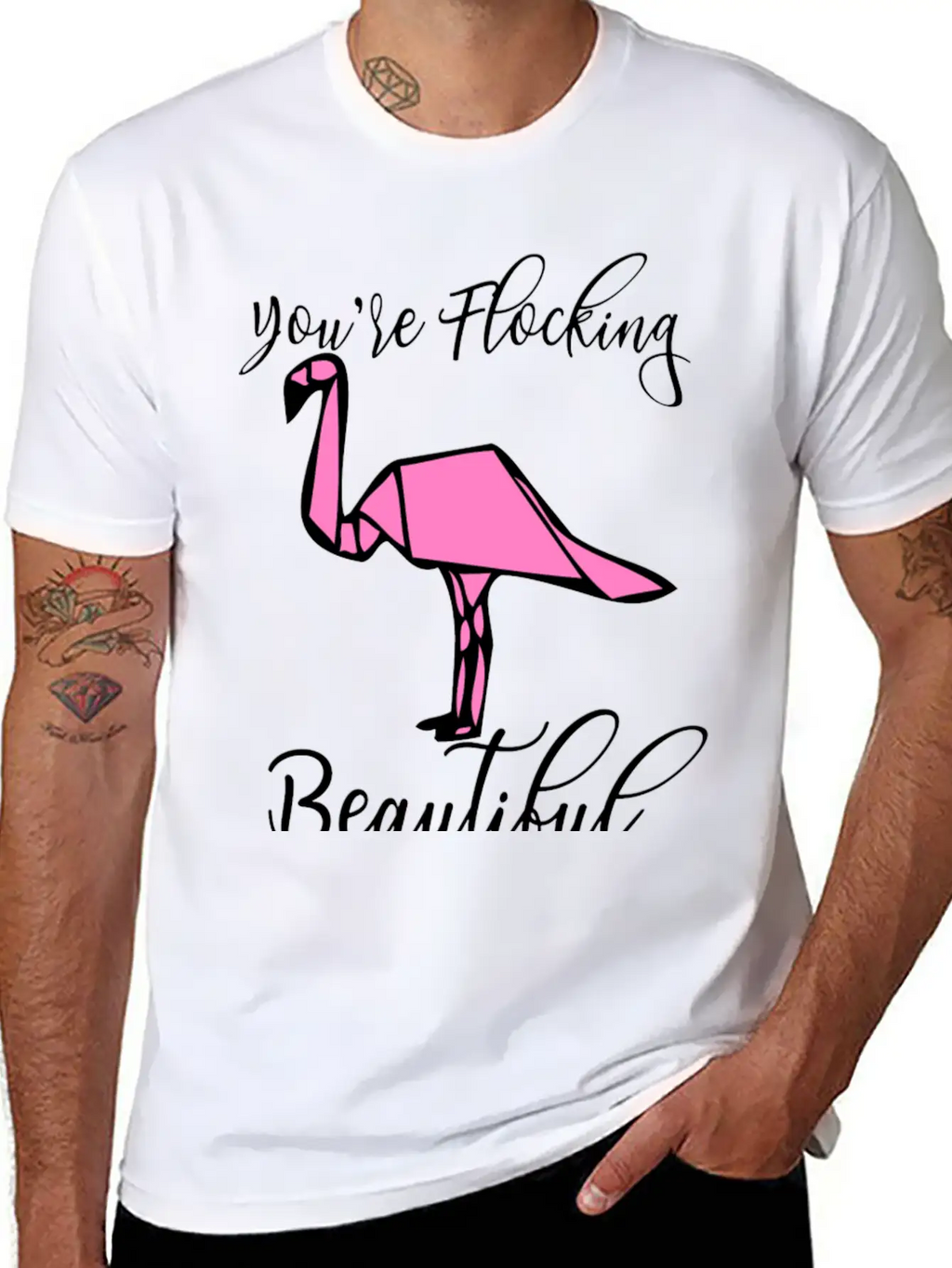 Flamingo Origami Essential Cotton Tee For Daily Outfits – Unisex Style