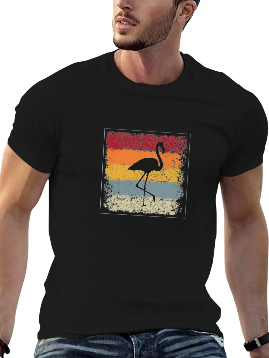 Flamingo Retro Breathable Soft Cotton T-Shirt – Timeless Casual Look