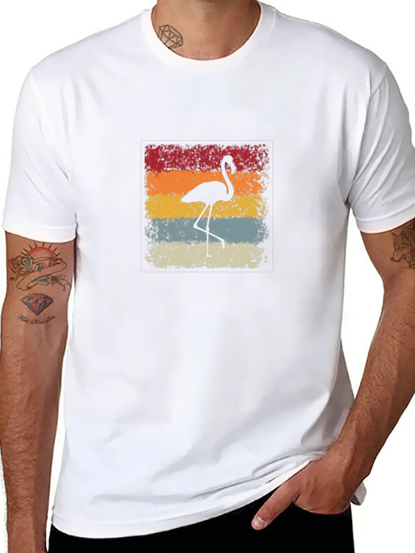 Flamingo Retro Breathable Soft Cotton T-Shirt – Timeless Casual Look