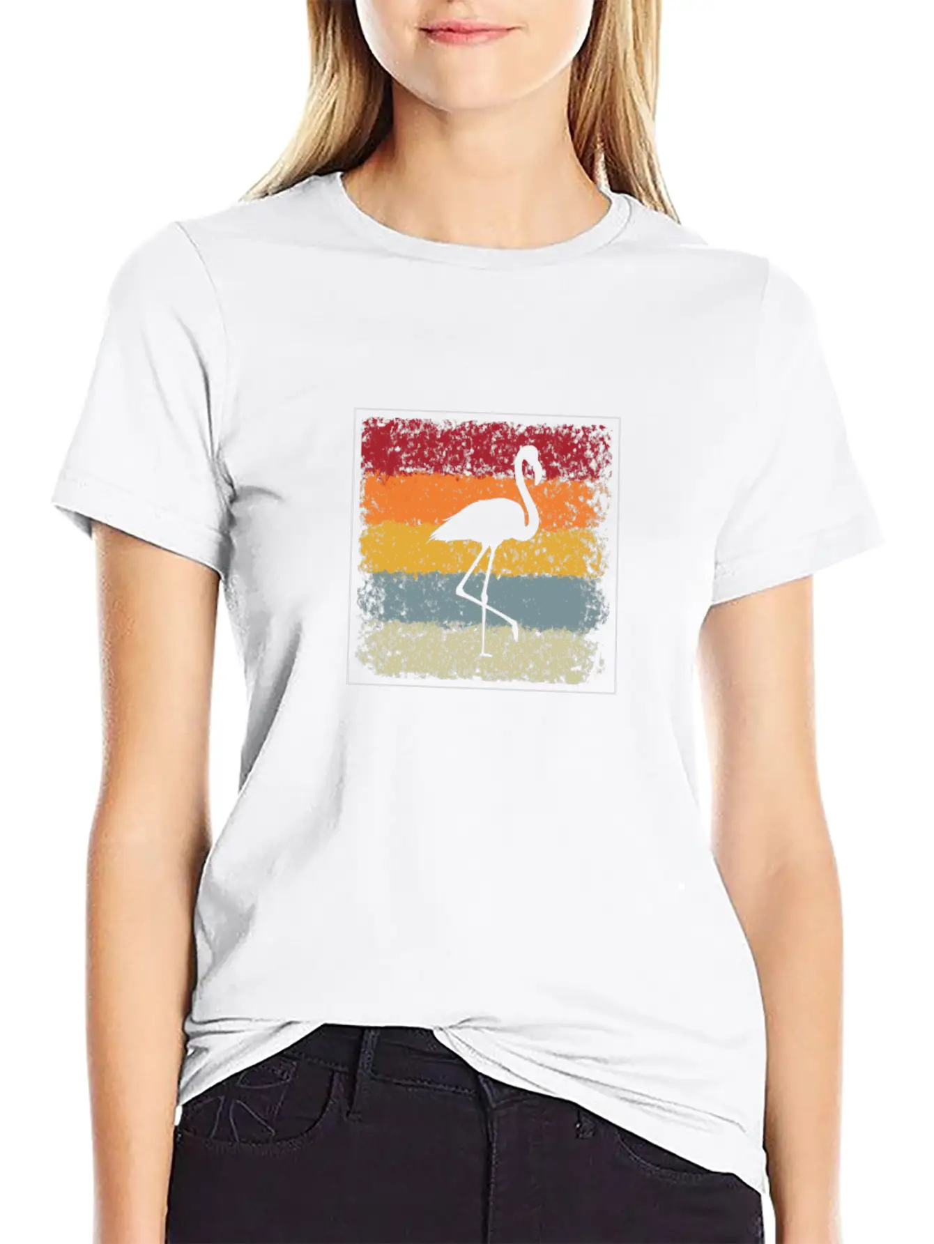 Flamingo Retro Breathable Soft Cotton T-Shirt – Timeless Casual Look