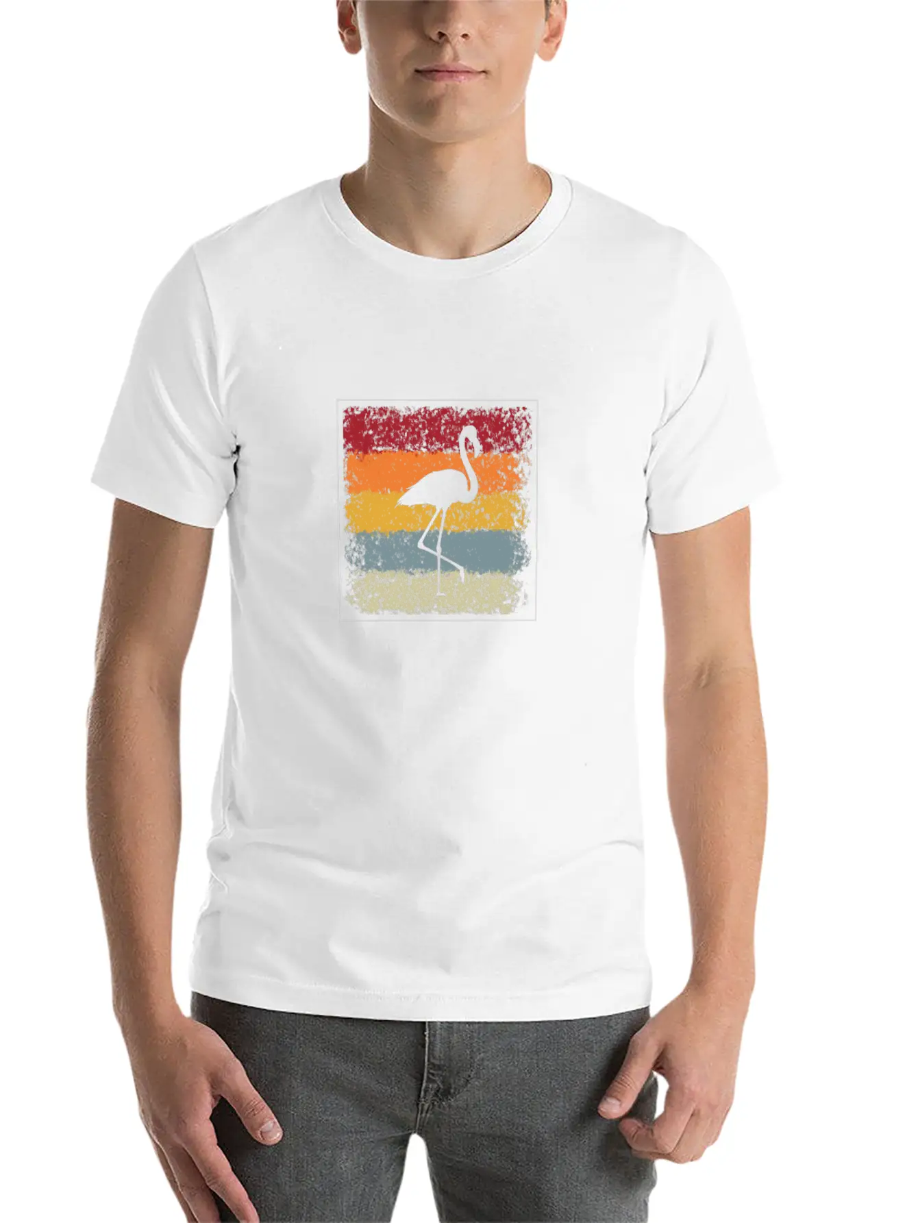 Flamingo Retro Breathable Soft Cotton T-Shirt – Timeless Casual Look