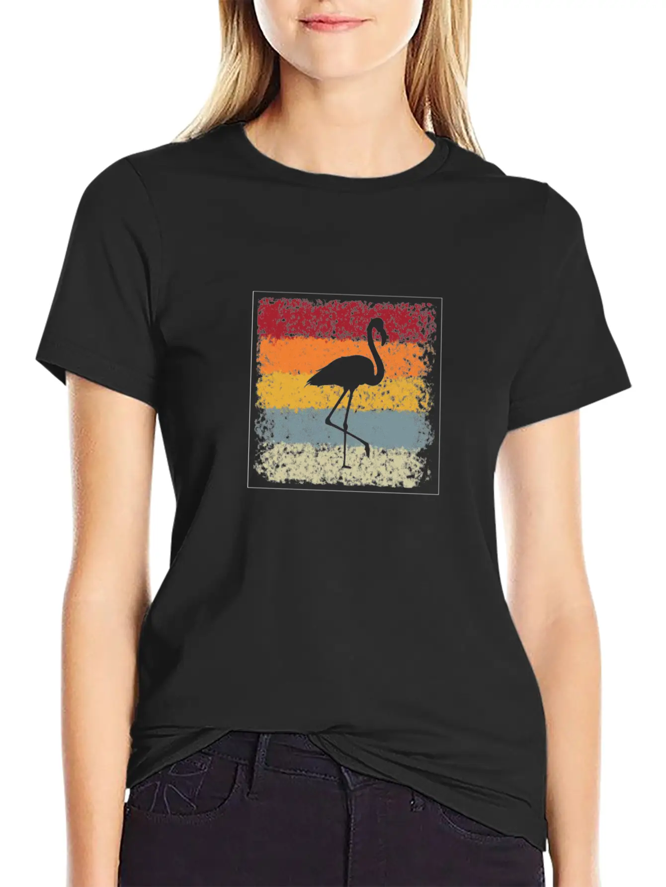 Flamingo Retro Breathable Soft Cotton T-Shirt – Timeless Casual Look