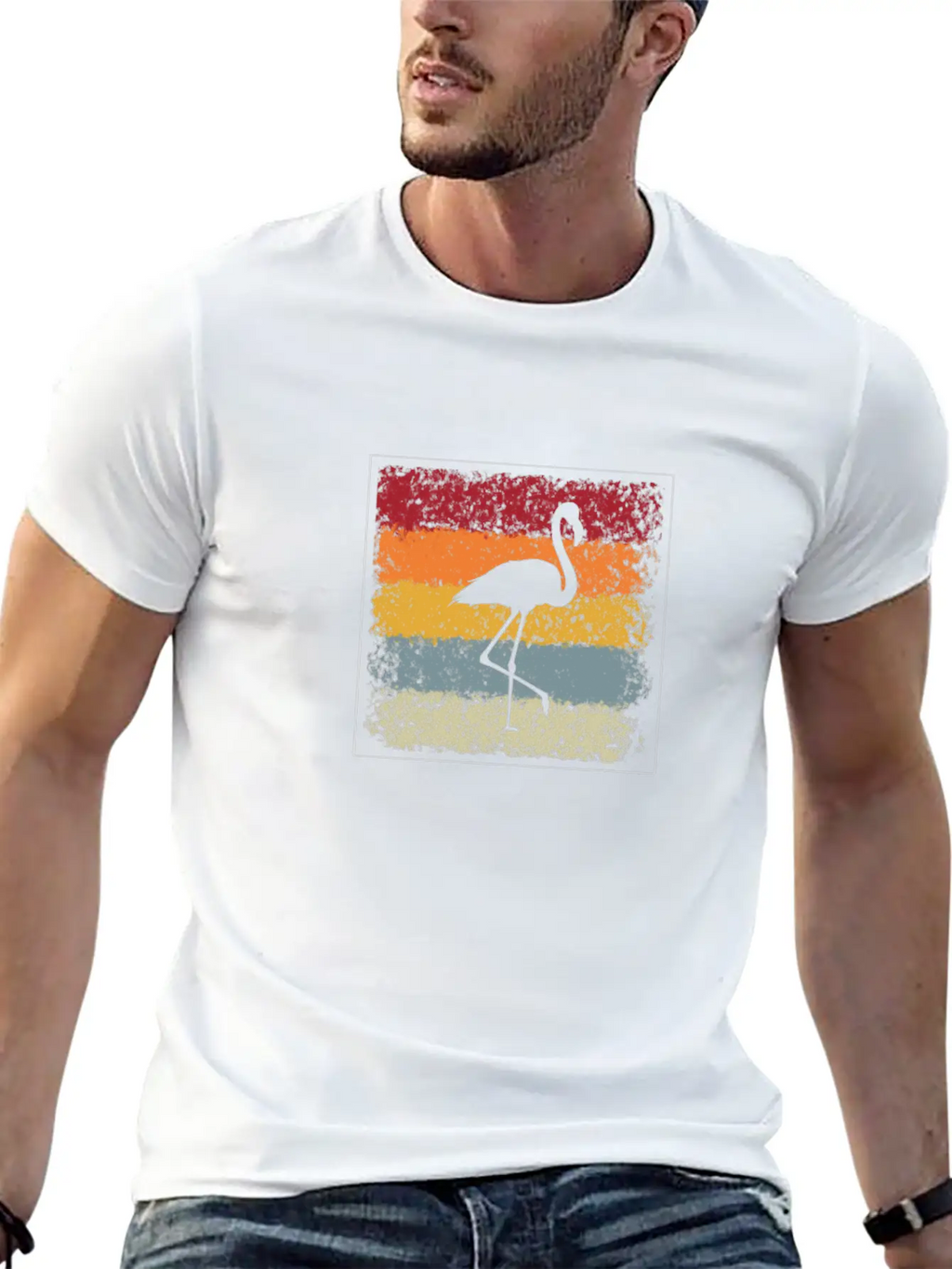 Flamingo Retro Breathable Soft Cotton T-Shirt – Timeless Casual Look