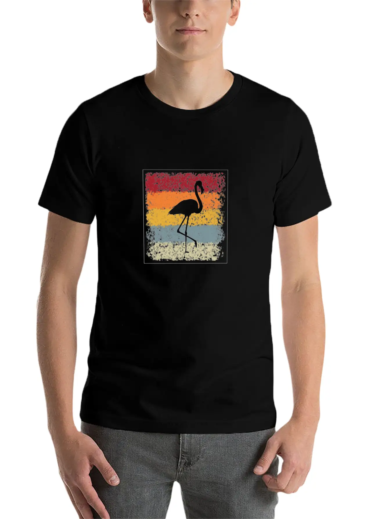 Flamingo Retro Breathable Soft Cotton T-Shirt – Timeless Casual Look