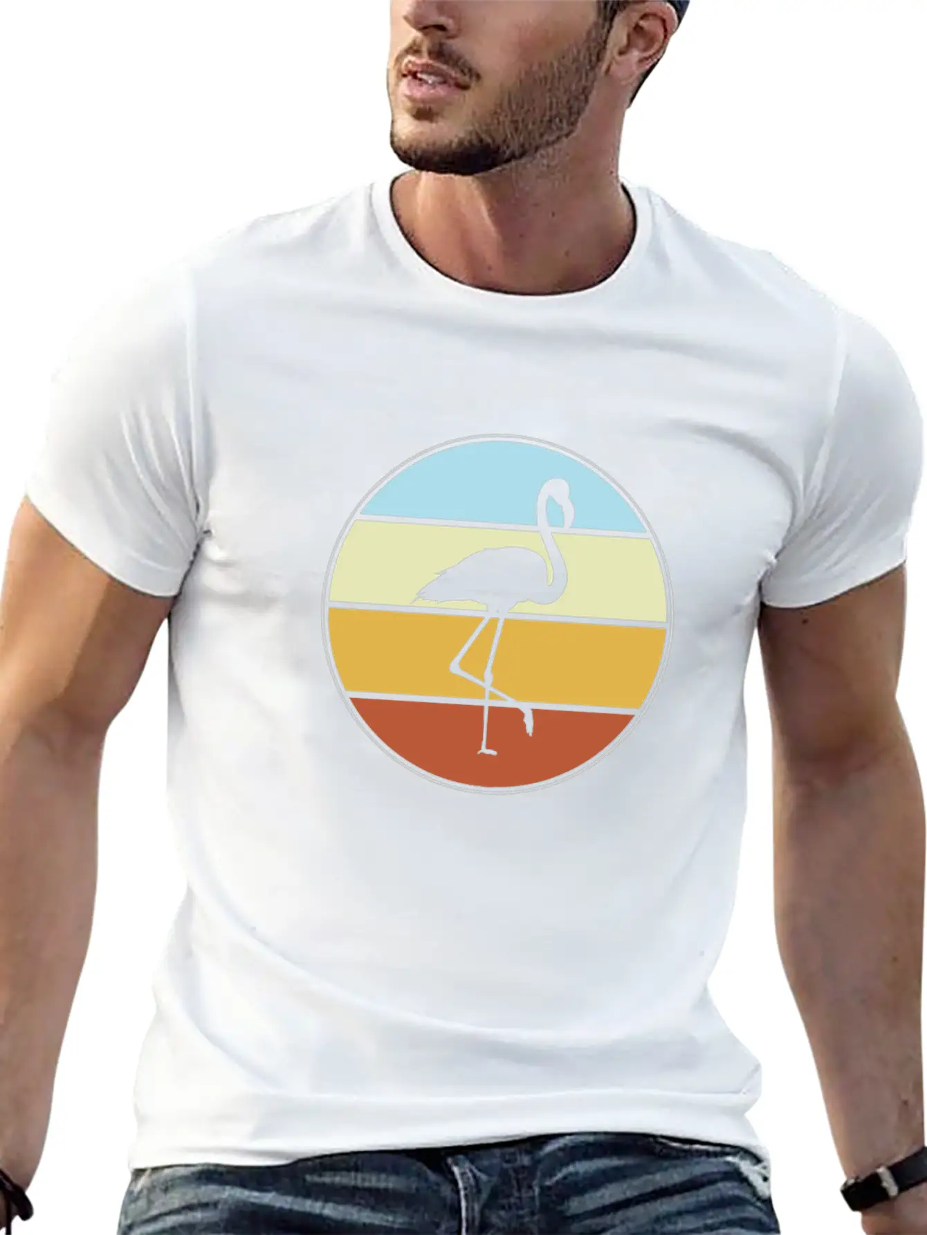 Flamingo Retro Unisex Casual T-Shirt – Clean Design For Daily Comfort