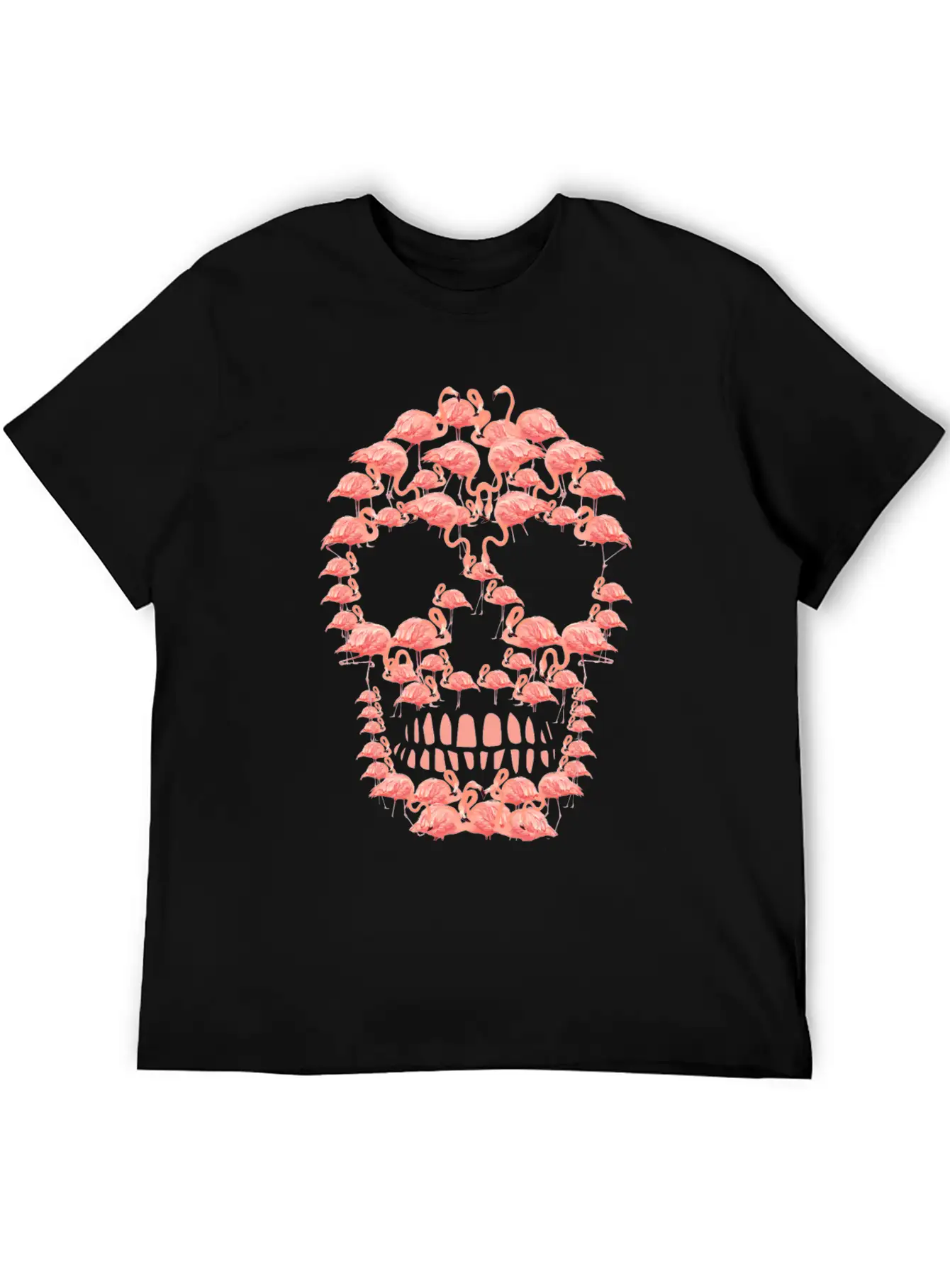 Flamingos Skull Creepy Flamingos Flock Of Birds Unisex Casual T-Shirt – Clean Design For Daily Comfort