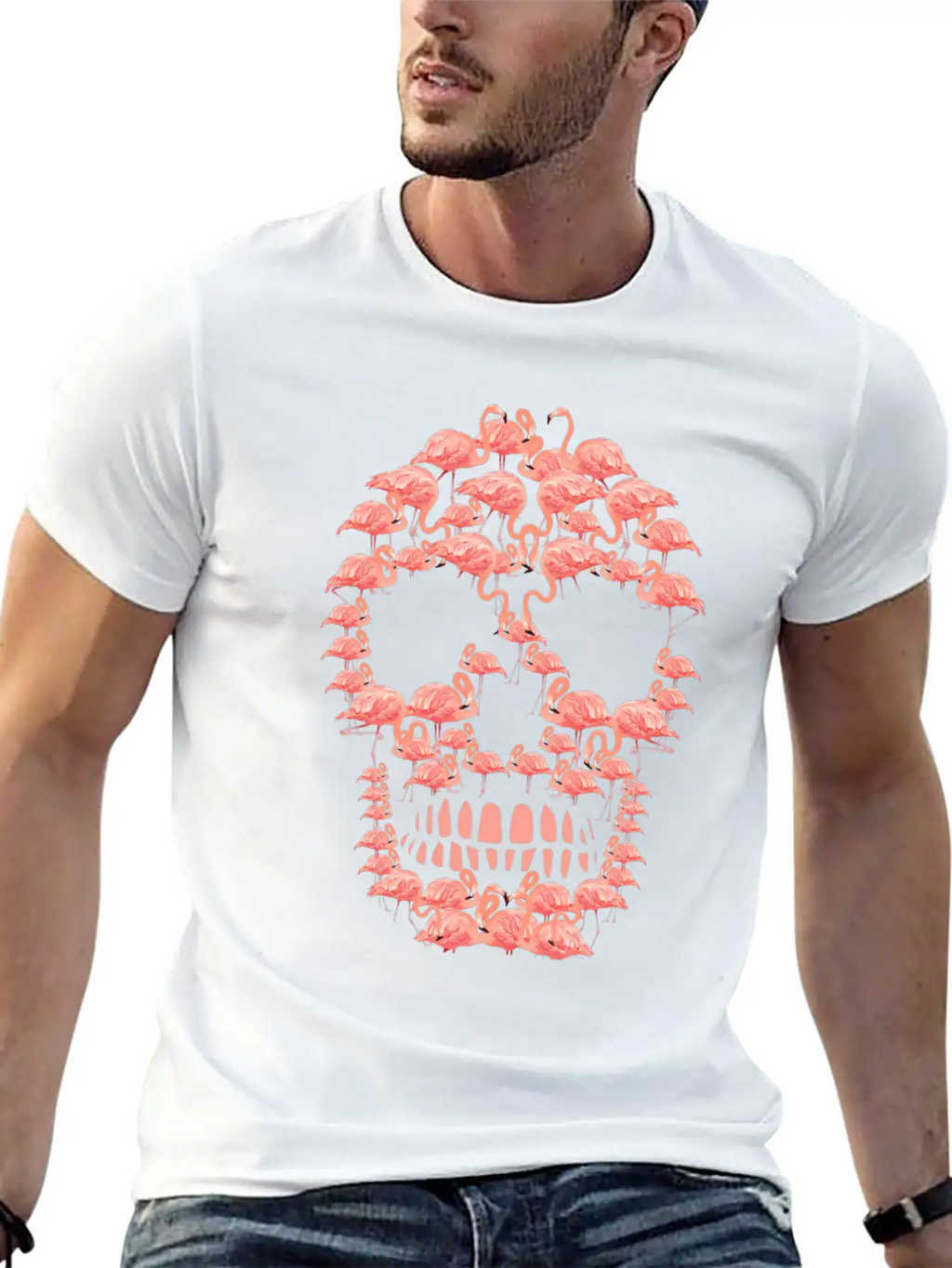 Flamingos Skull Creepy Flamingos Flock Of Birds Unisex Casual T-Shirt – Clean Design For Daily Comfort