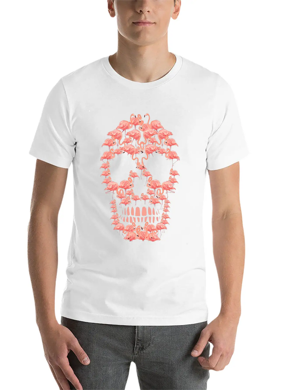 Flamingos Skull Creepy Flamingos Flock Of Birds Unisex Casual T-Shirt – Clean Design For Daily Comfort