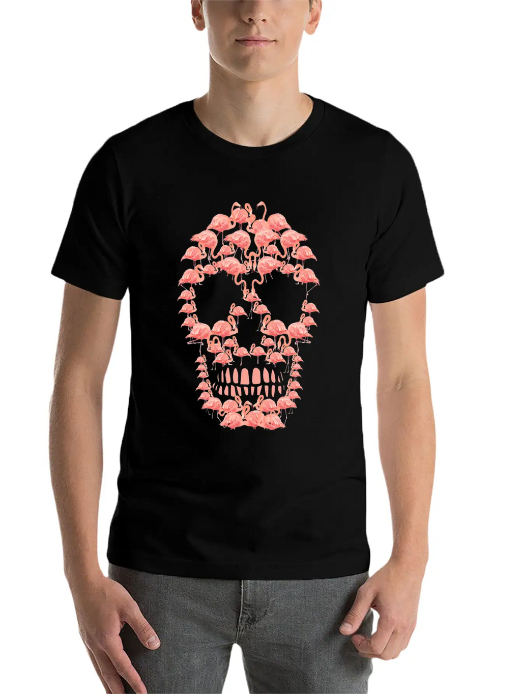 Flamingos Skull Creepy Flamingos Flock Of Birds Unisex Casual T-Shirt – Clean Design For Daily Comfort