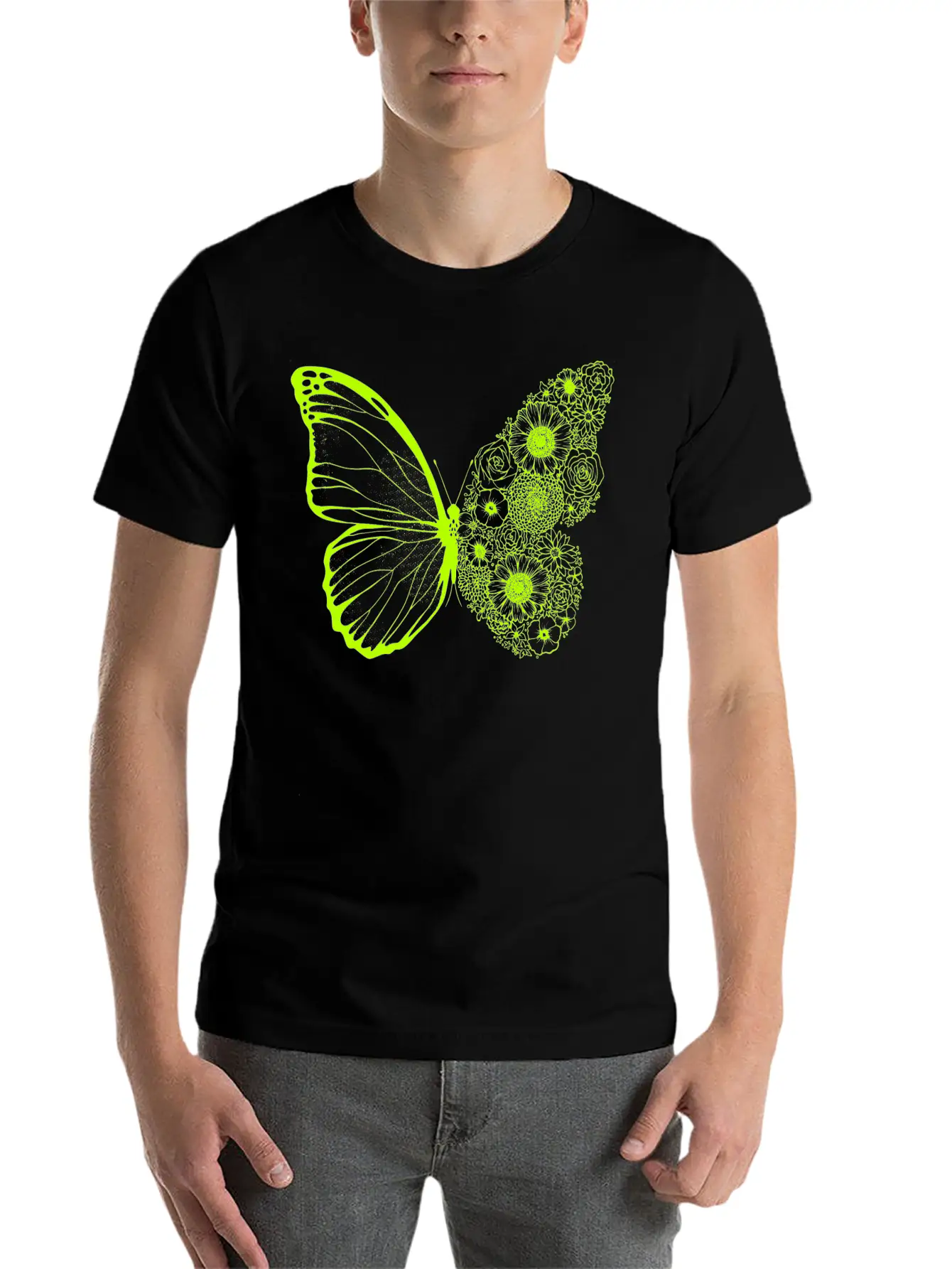 Floral Butterfly Stylish Everyday T-Shirt – Unisex Basic Cotton Tee