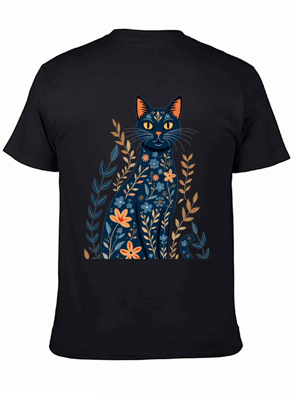 Floral Cat Essential Cotton Tee For Daily Outfits – Unisex Style