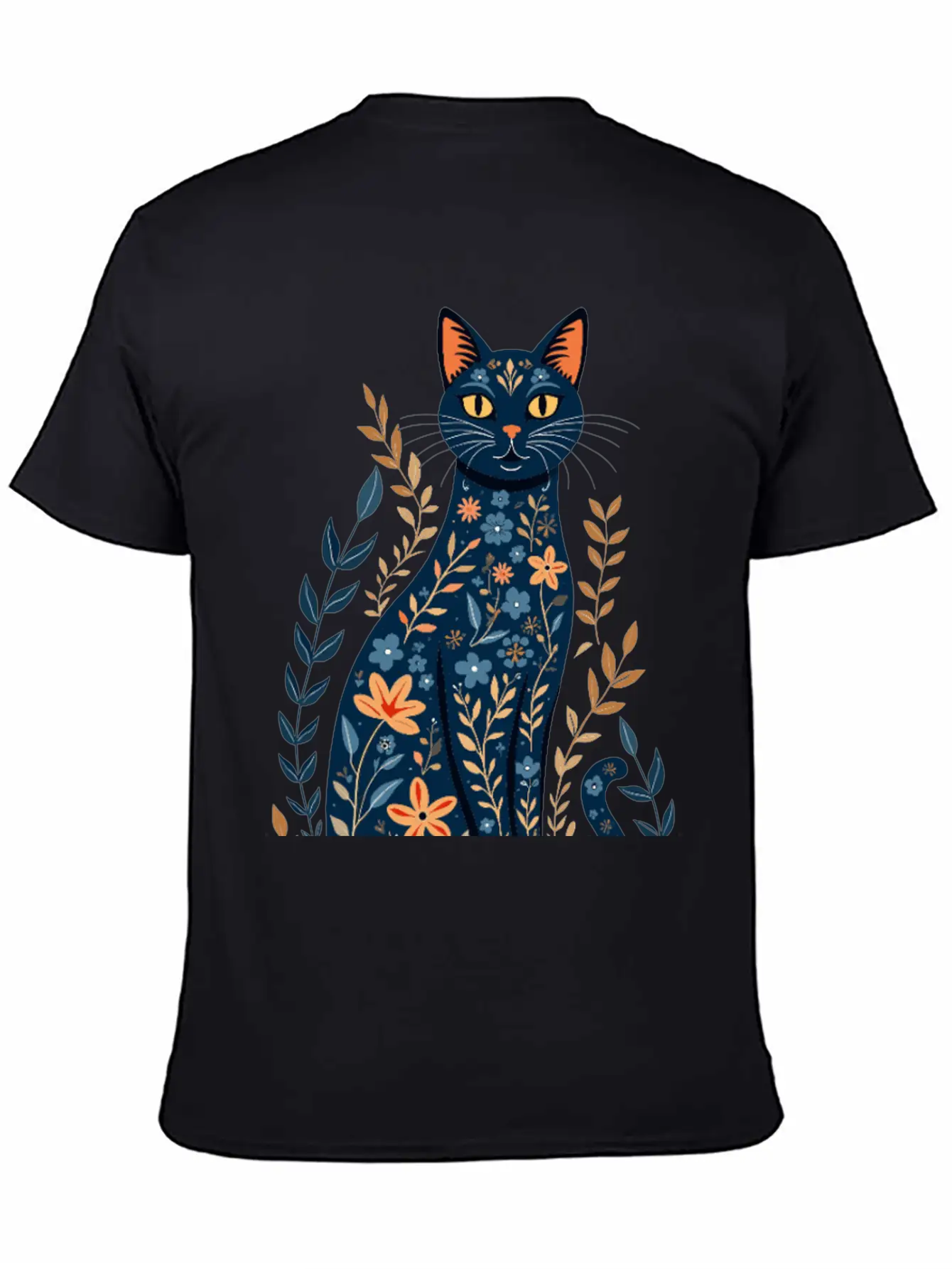 Floral Cat Essential Cotton Tee For Daily Outfits – Unisex Style