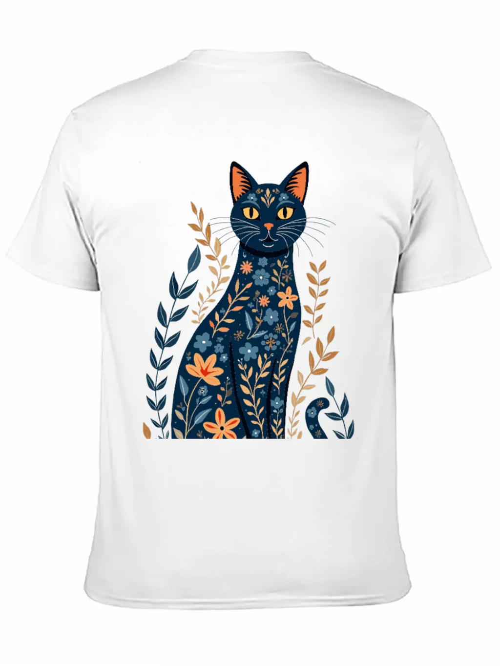 Floral Cat Essential Cotton Tee For Daily Outfits – Unisex Style