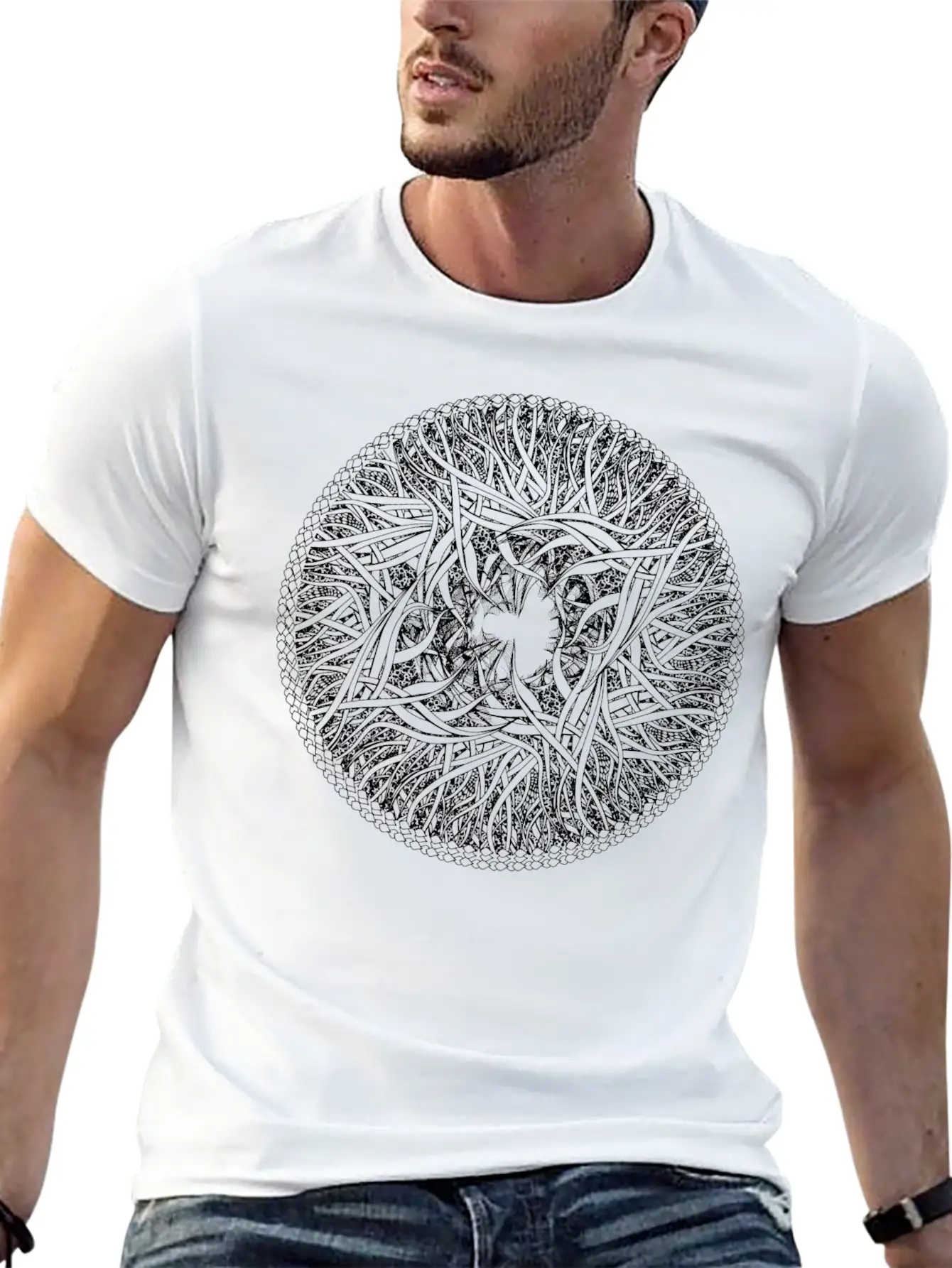 Floral Element Medallion Unisex Casual T-Shirt – Clean Design For Daily Comfort