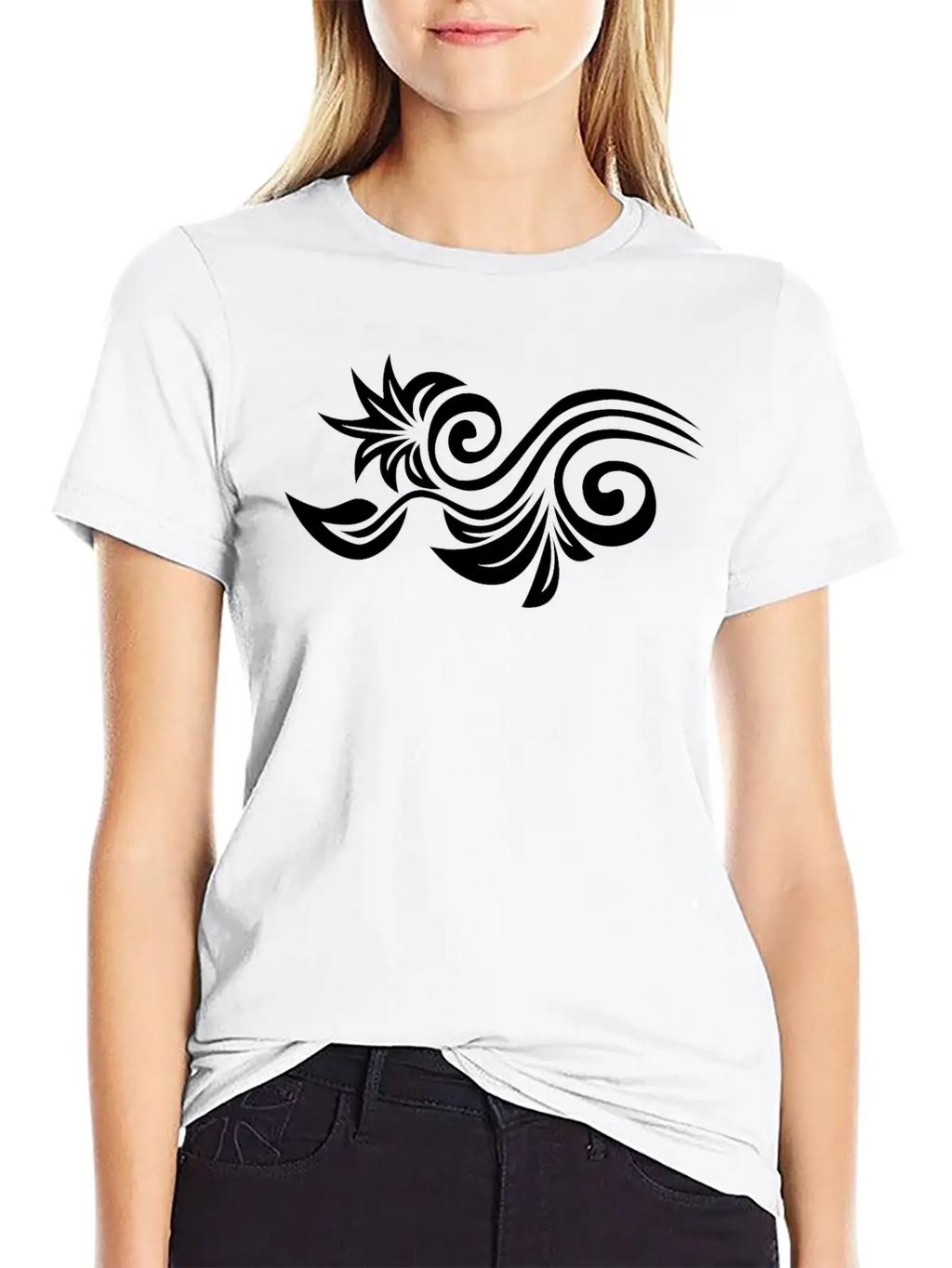 Floral Flourish Motif Unisex Short Sleeve Soft Cotton T-Shirt – Casual Everyday Wear