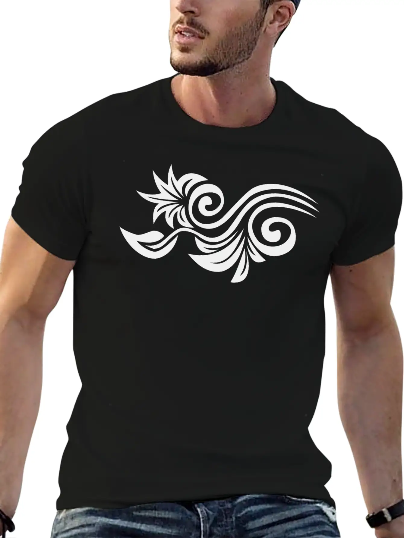 Floral Flourish Motif Unisex Short Sleeve Soft Cotton T-Shirt – Casual Everyday Wear