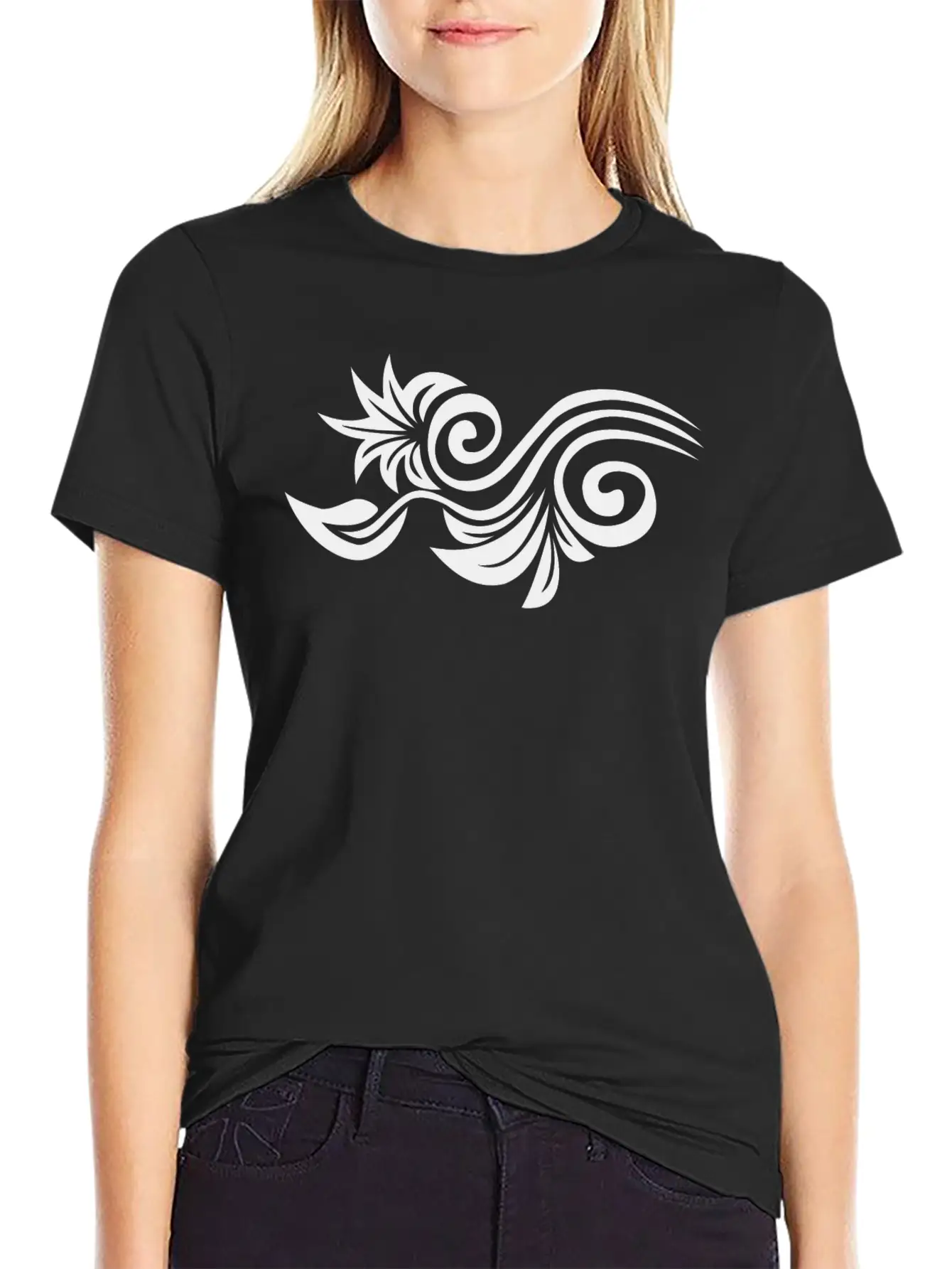 Floral Flourish Motif Unisex Short Sleeve Soft Cotton T-Shirt – Casual Everyday Wear