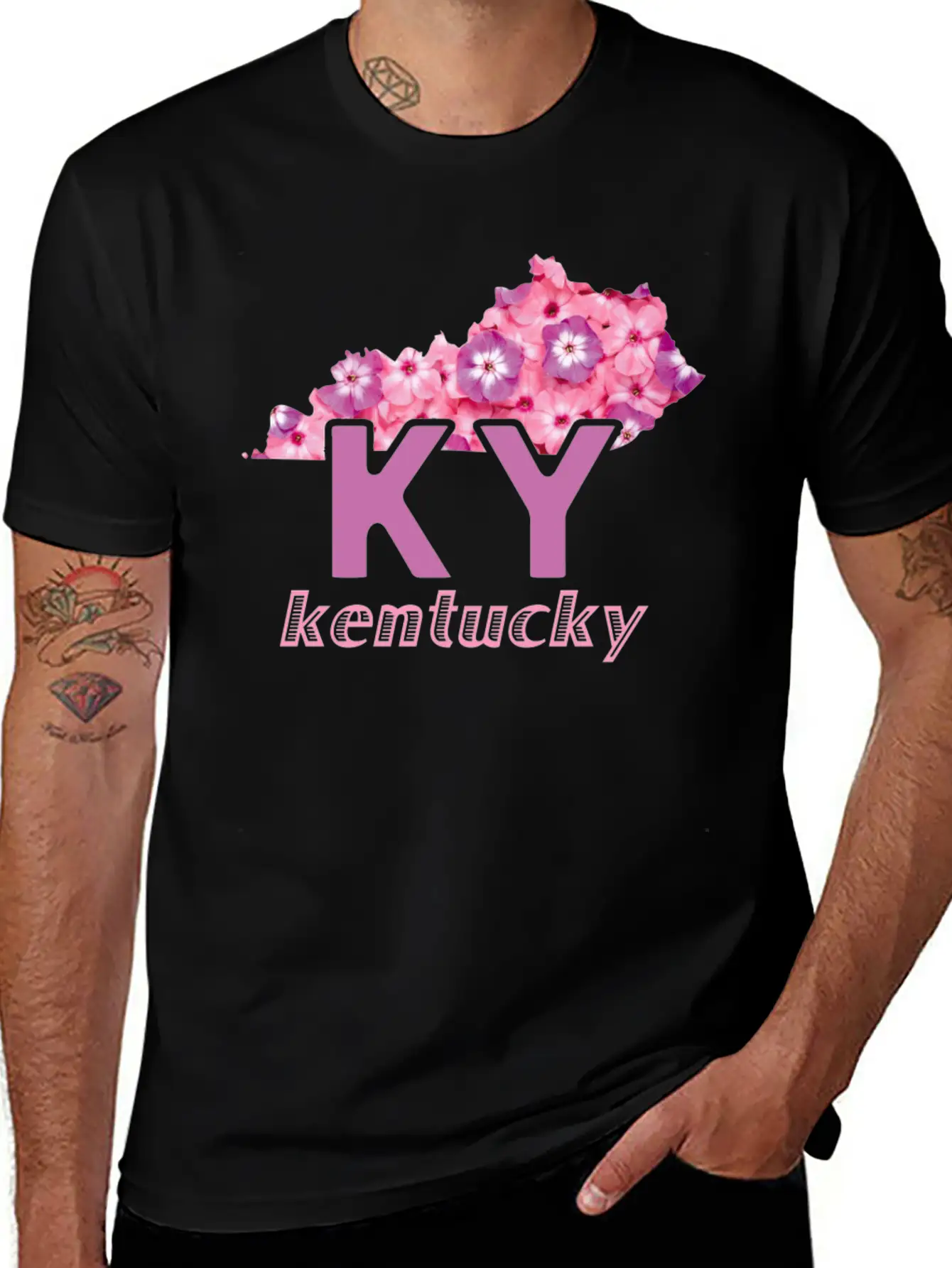 Floral Kentucky Map Stylish Everyday T-Shirt – Unisex Basic Cotton Tee