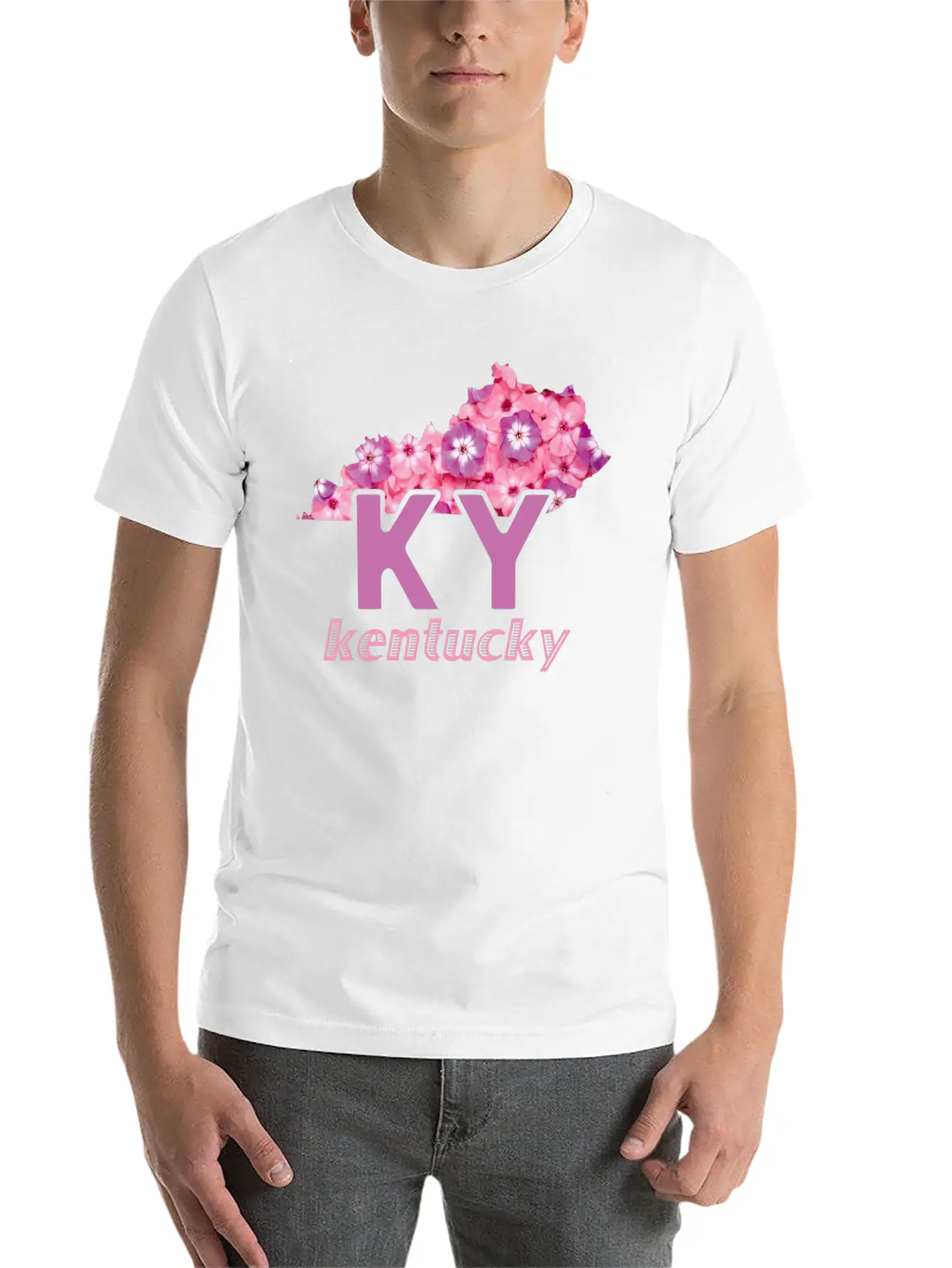 Floral Kentucky Map Stylish Everyday T-Shirt – Unisex Basic Cotton Tee