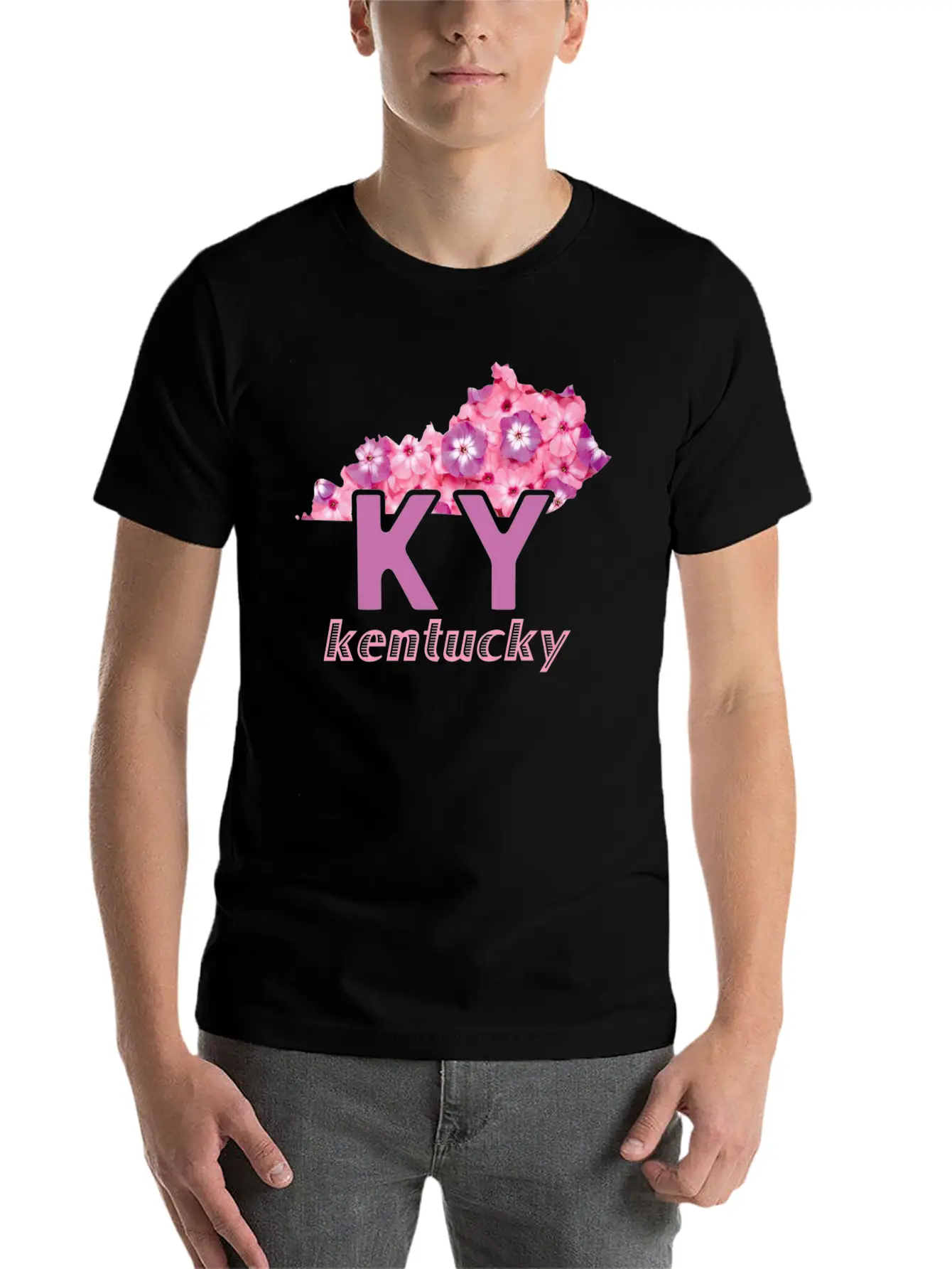 Floral Kentucky Map Stylish Everyday T-Shirt – Unisex Basic Cotton Tee