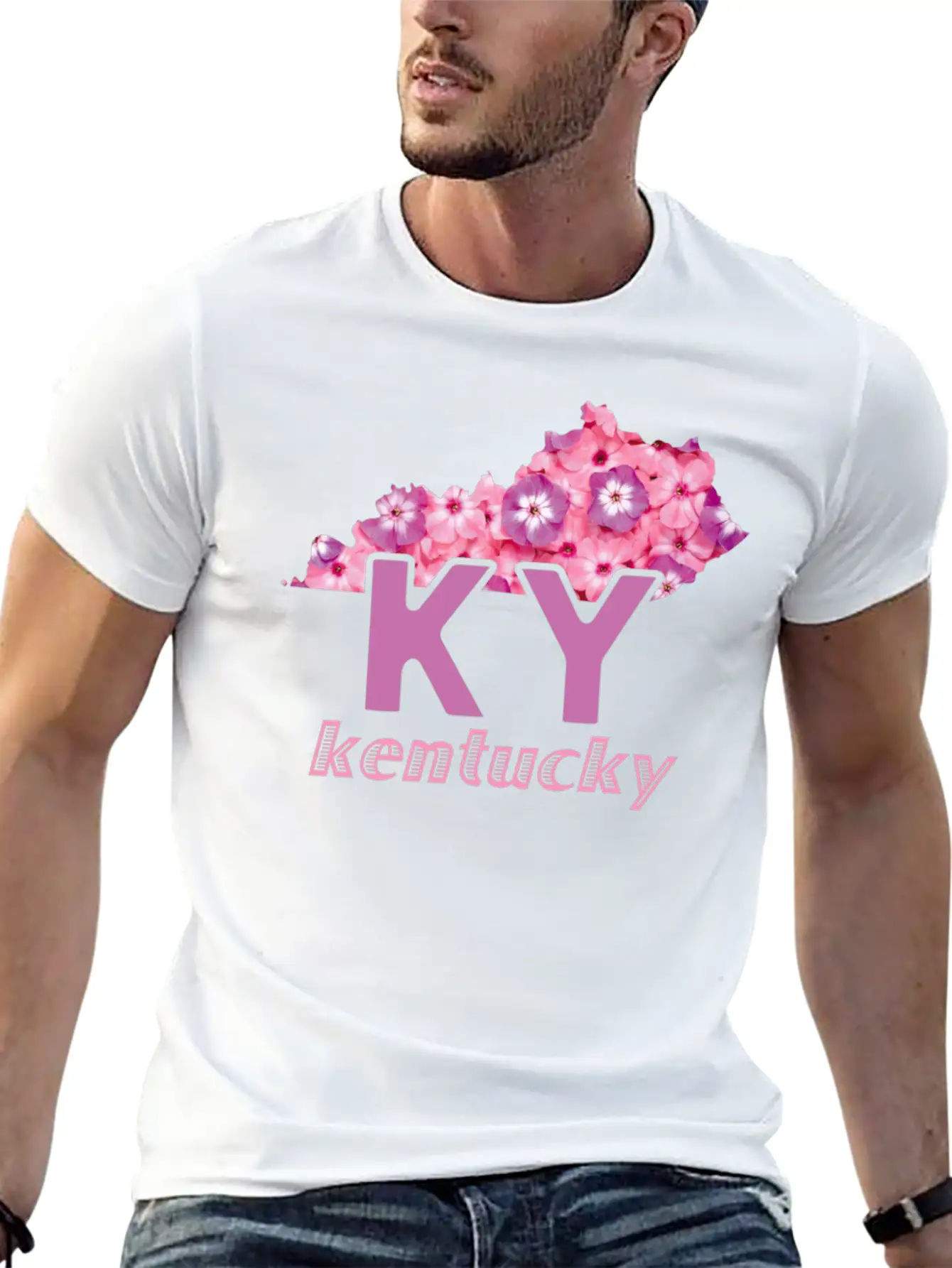 Floral Kentucky Map Stylish Everyday T-Shirt – Unisex Basic Cotton Tee