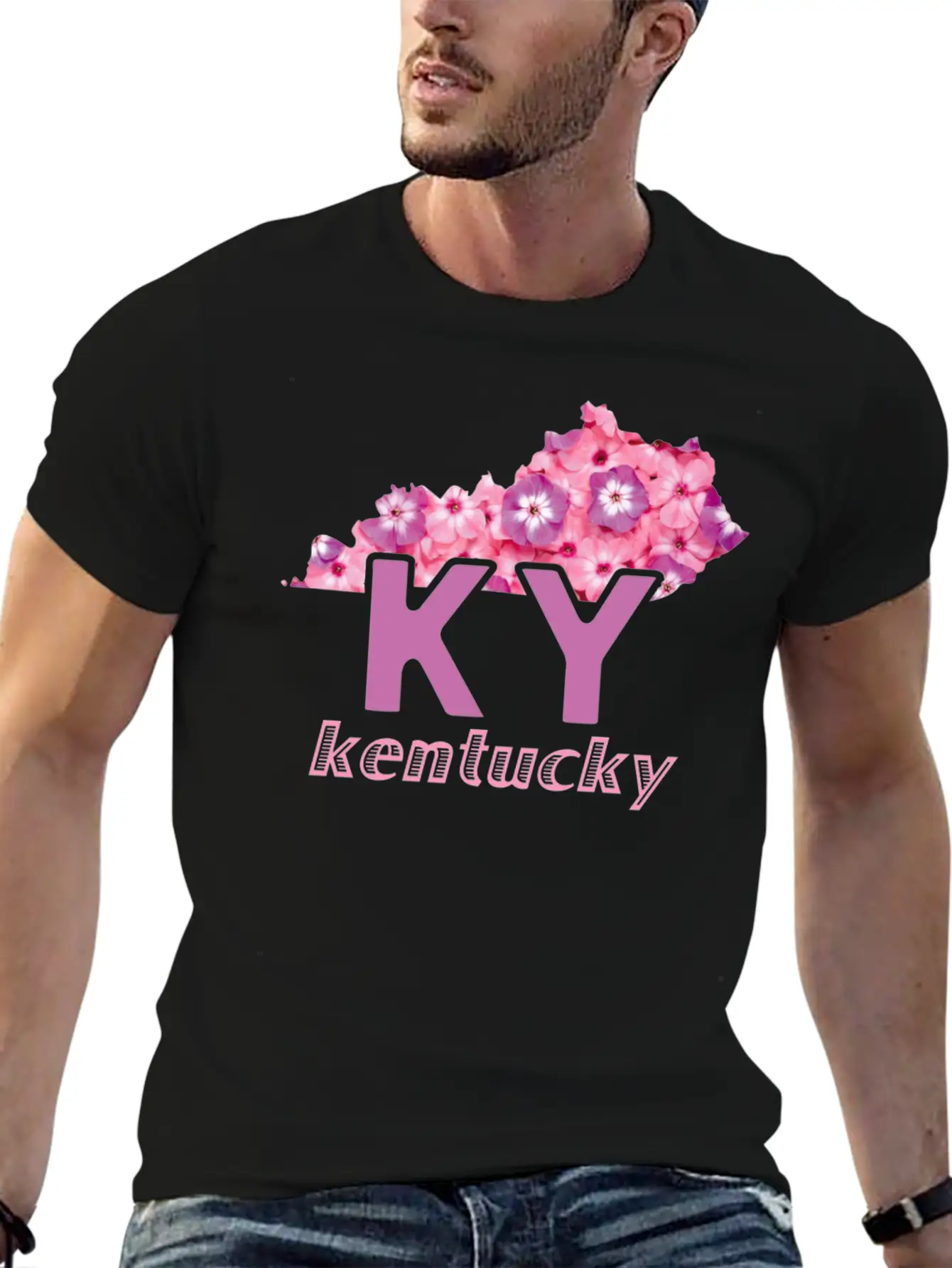 Floral Kentucky Map Stylish Everyday T-Shirt – Unisex Basic Cotton Tee