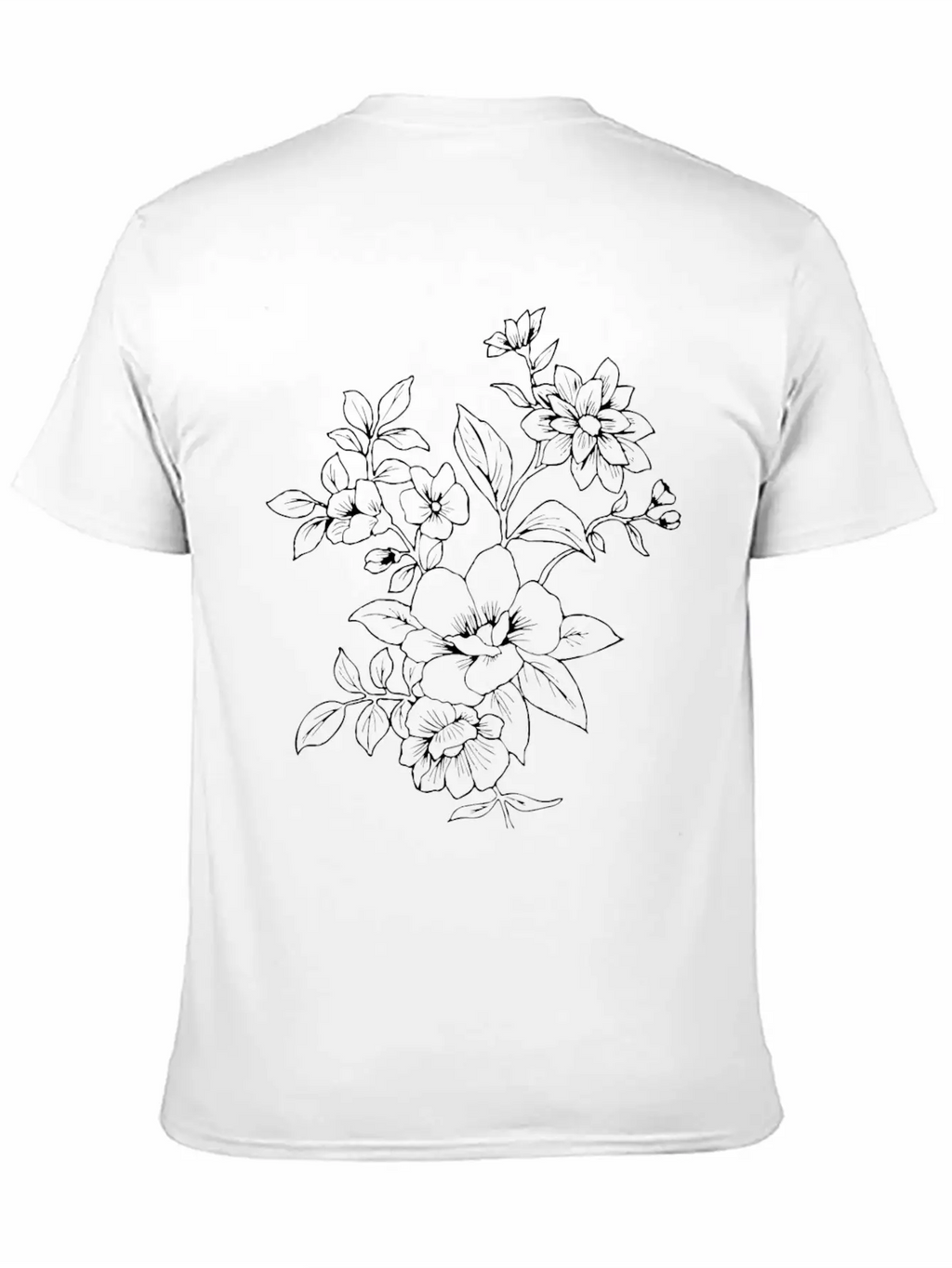 Floral Line Art Essential Cotton Tee For Daily Outfits – Unisex Style