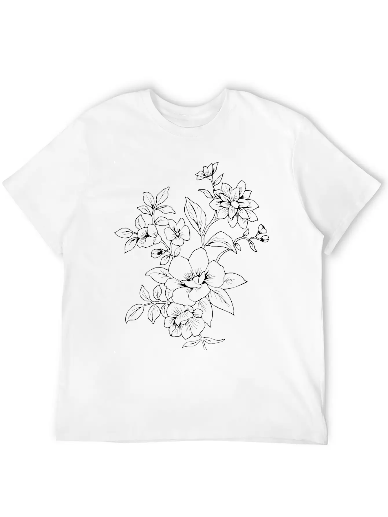 Floral Line Art Essential Cotton Tee For Daily Outfits – Unisex Style