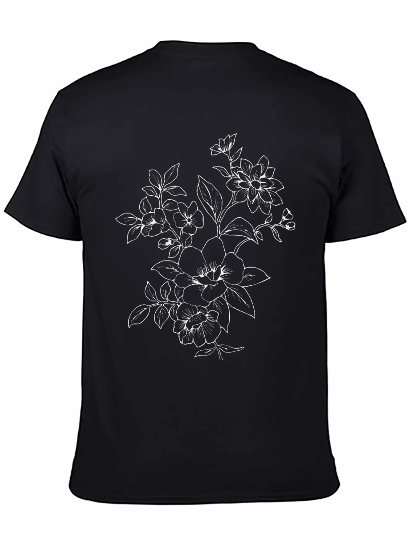 Floral Line Art Essential Cotton Tee For Daily Outfits – Unisex Style