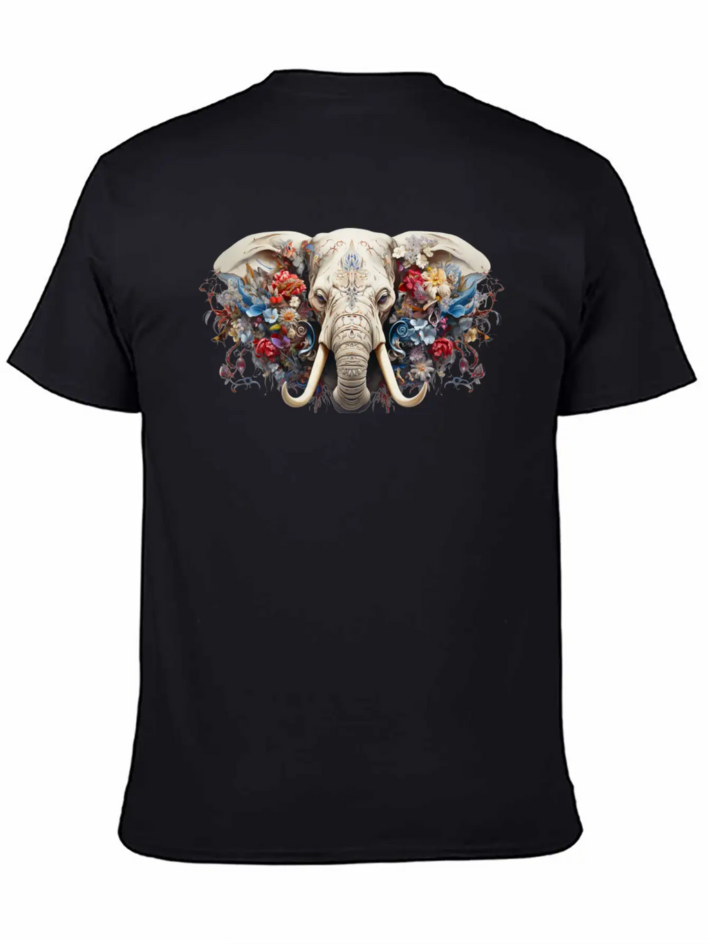 Floral Majesty: The Elephant's Crown Stylish Everyday T-Shirt – Unisex Basic Cotton Tee
