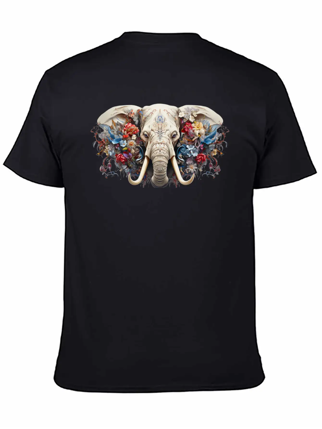 Floral Majesty: The Elephant's Crown Stylish Everyday T-Shirt – Unisex Basic Cotton Tee