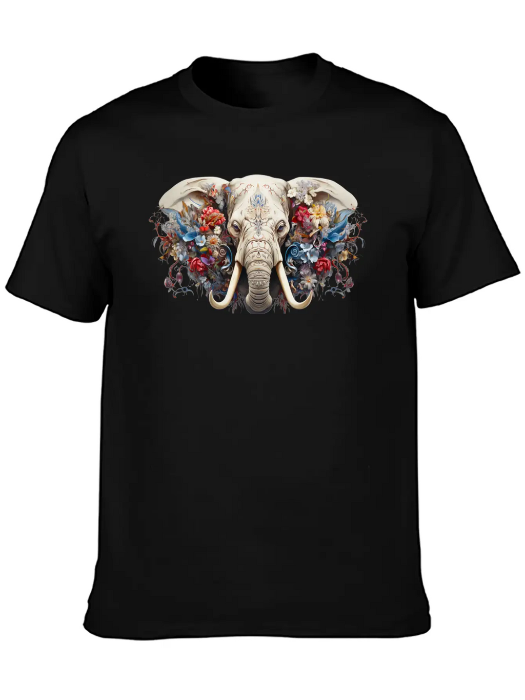 Floral Majesty: The Elephant's Crown Stylish Everyday T-Shirt – Unisex Basic Cotton Tee