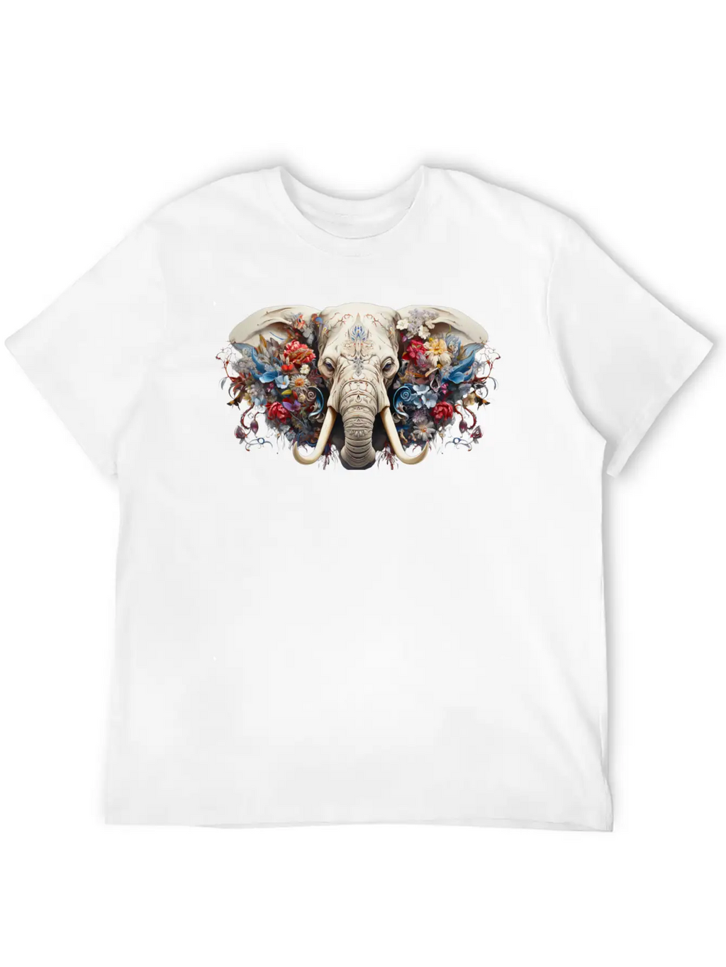 Floral Majesty: The Elephant's Crown Stylish Everyday T-Shirt – Unisex Basic Cotton Tee