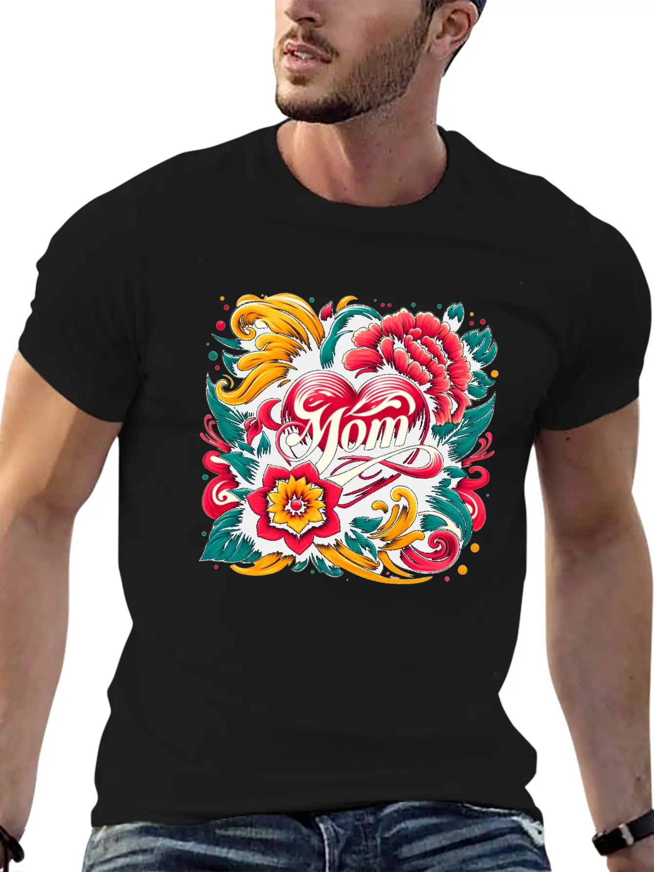 Floral Mom Unisex Casual T-Shirt – Clean Design For Daily Comfort