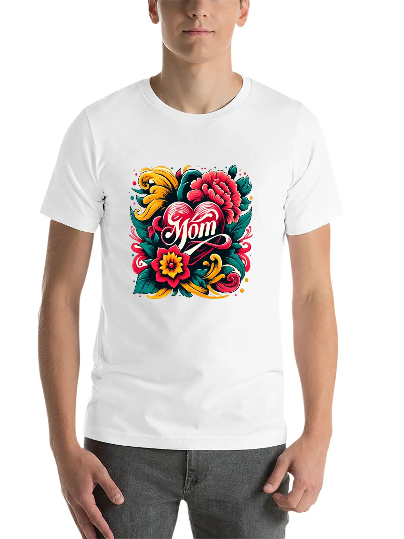 Floral Mom Unisex Casual T-Shirt – Clean Design For Daily Comfort