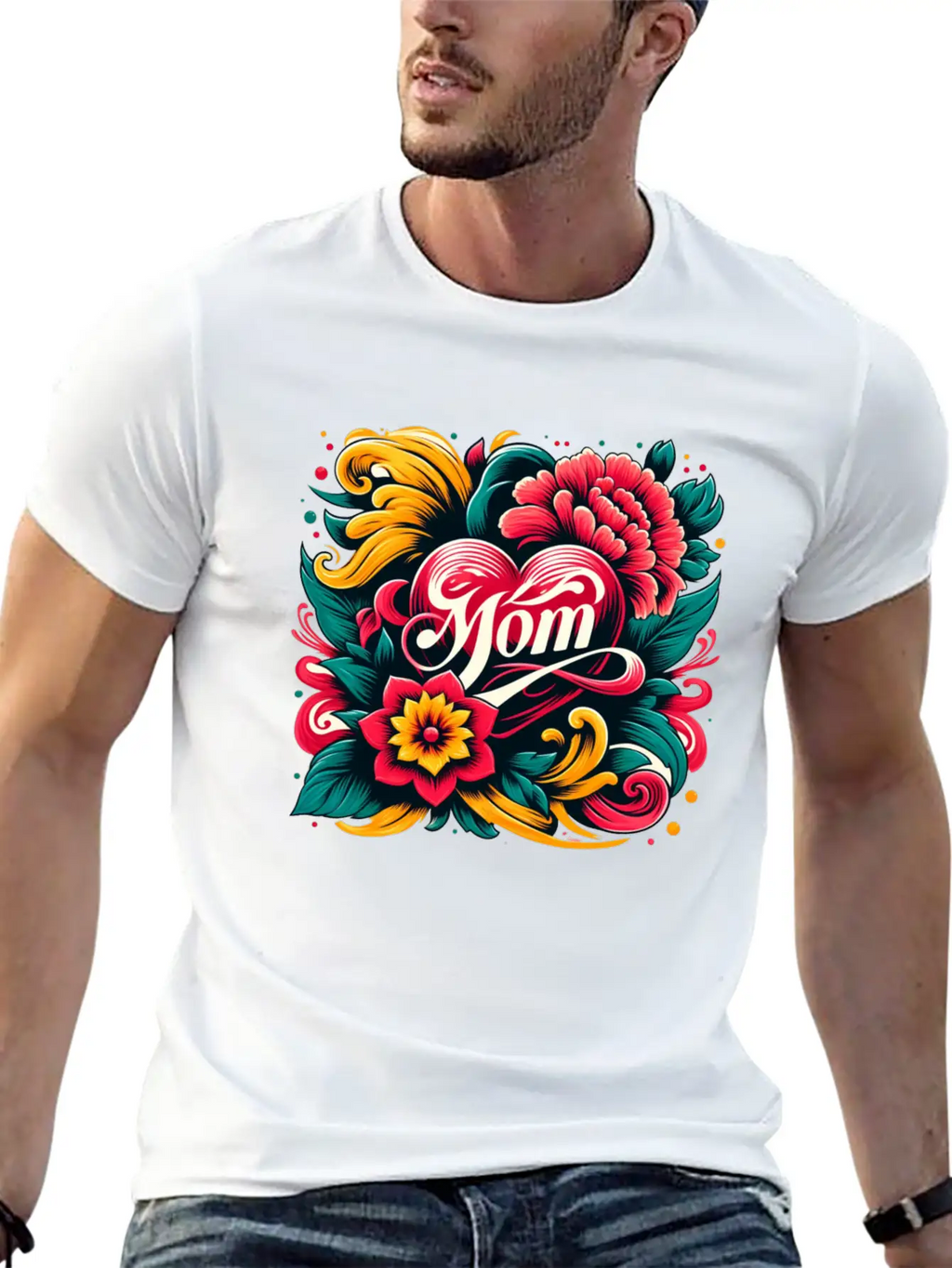 Floral Mom Unisex Casual T-Shirt – Clean Design For Daily Comfort