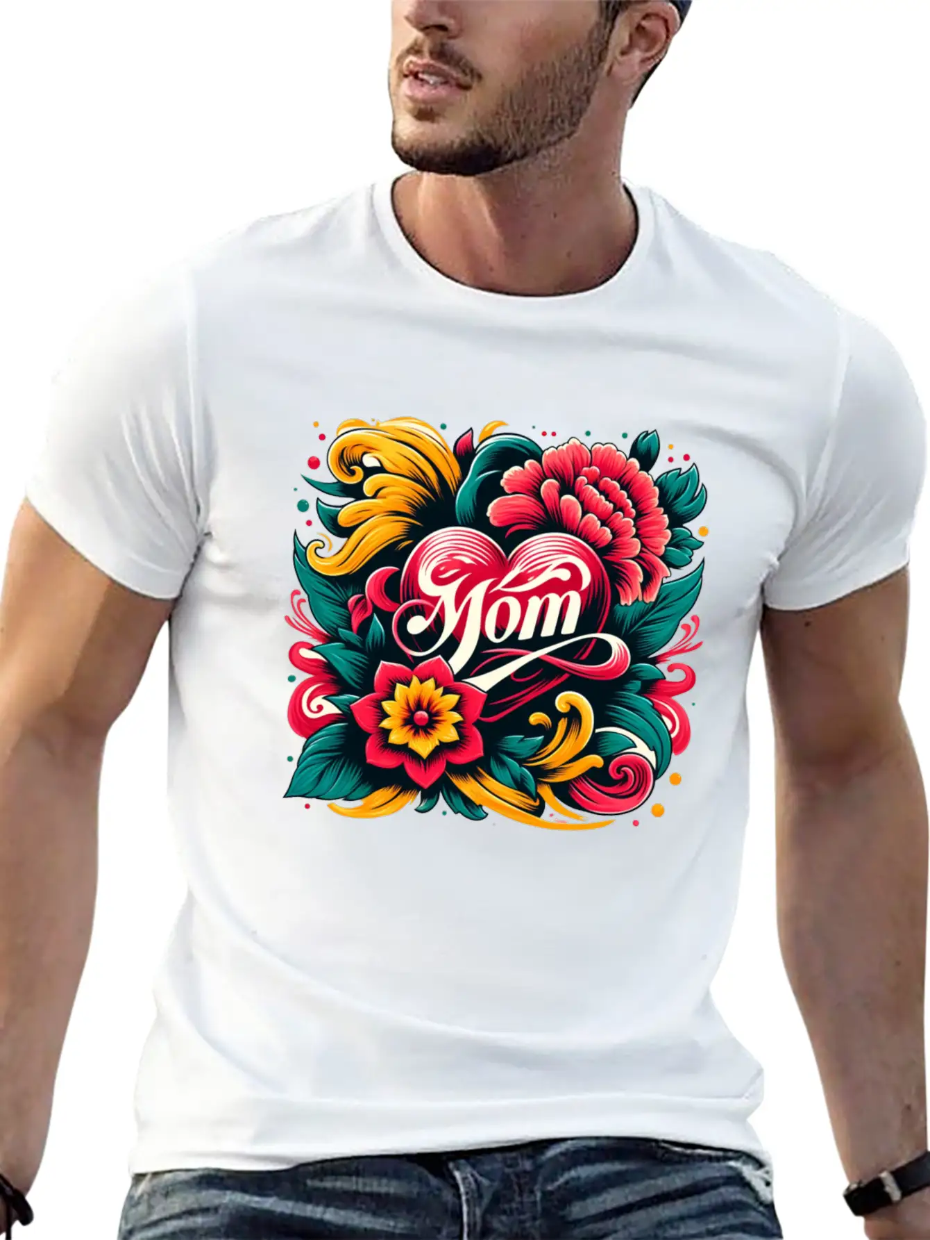 Floral Mom Unisex Casual T-Shirt – Clean Design For Daily Comfort