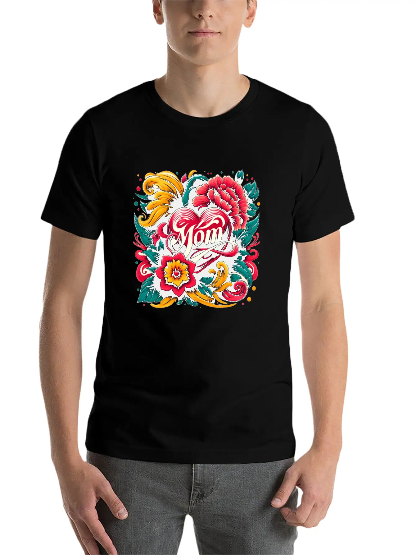 Floral Mom Unisex Casual T-Shirt – Clean Design For Daily Comfort