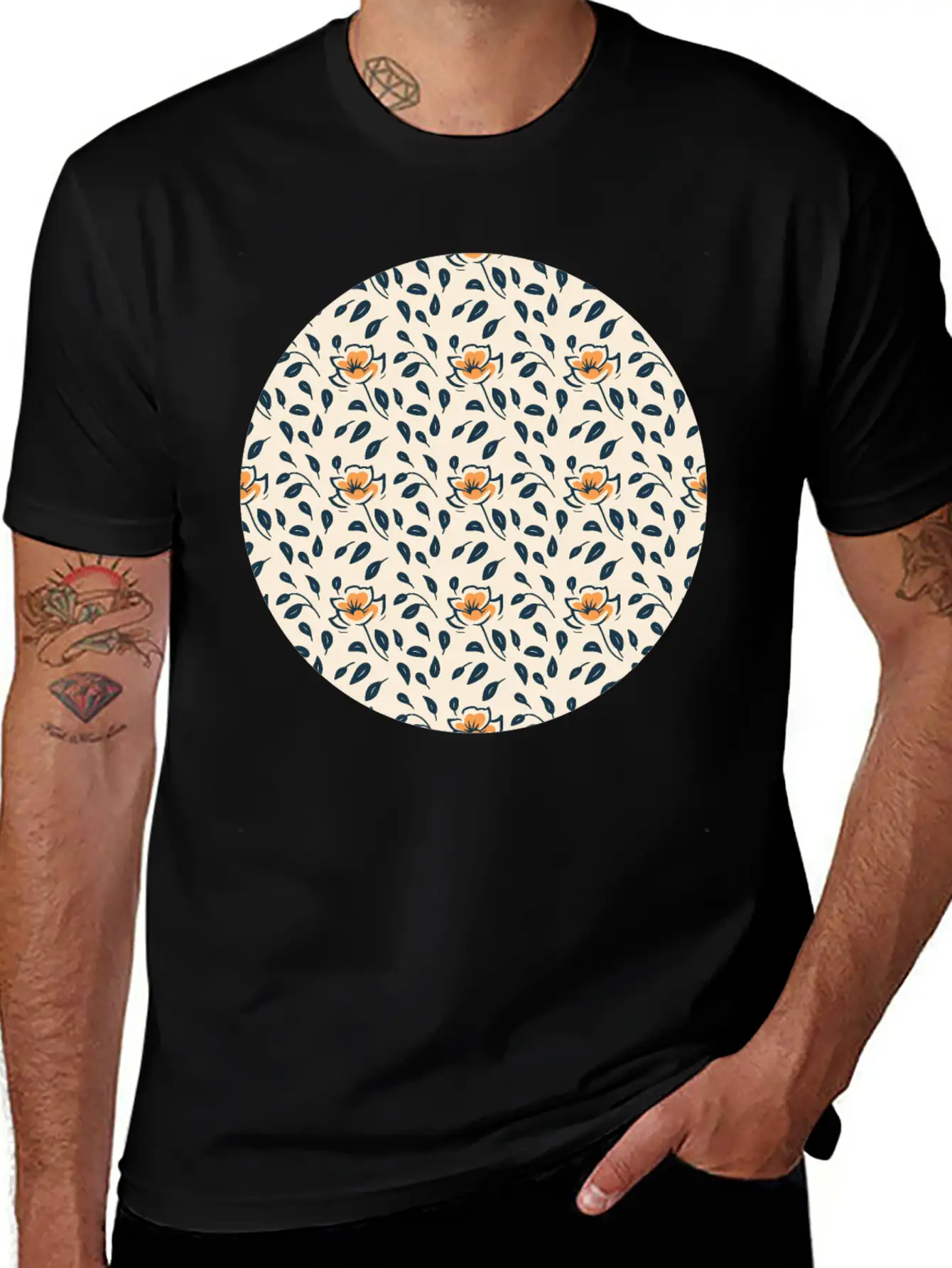 Floral Pattern No.4 Breathable Soft Cotton T-Shirt – Timeless Casual Look