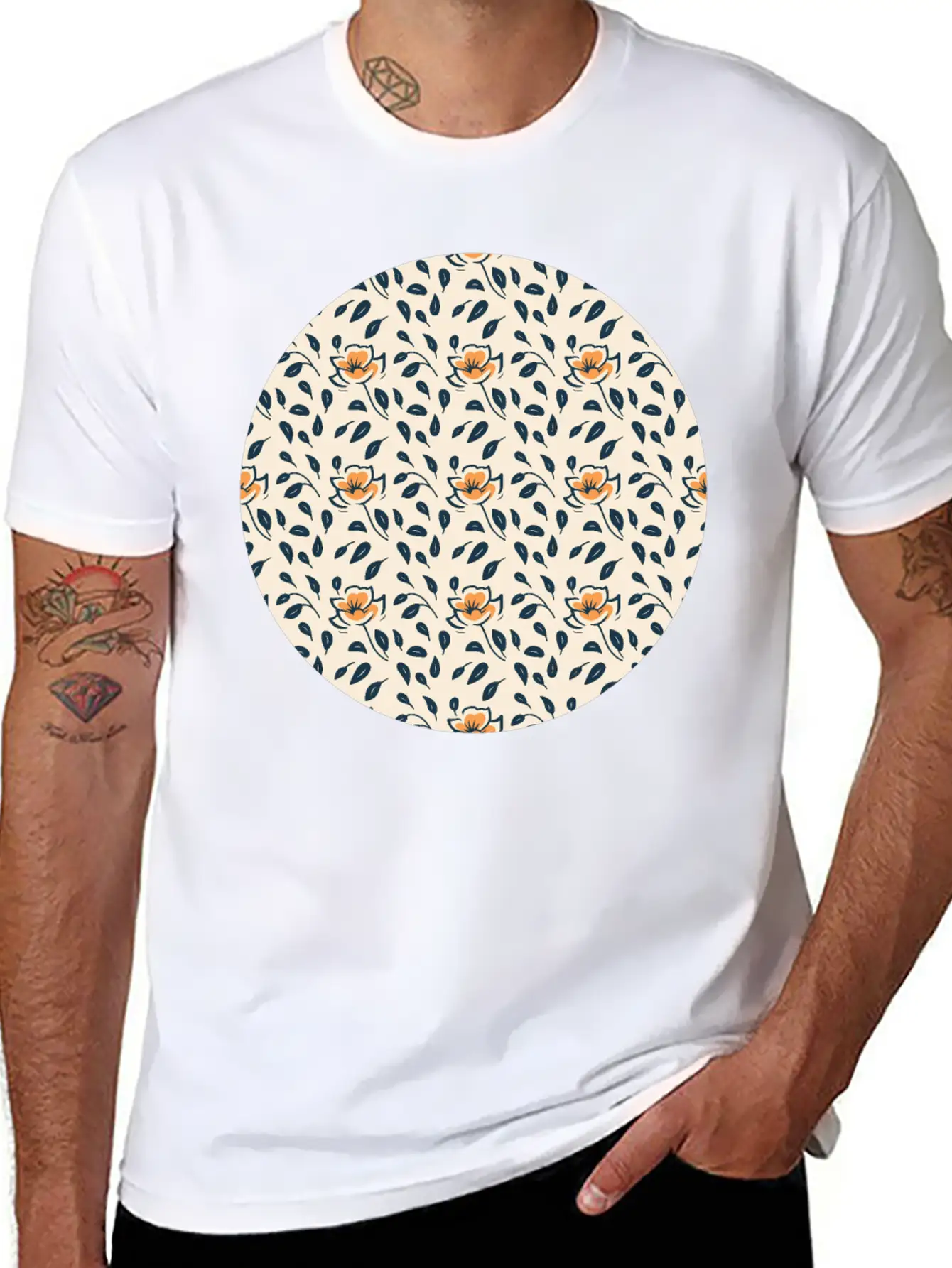 Floral Pattern No.4 Breathable Soft Cotton T-Shirt – Timeless Casual Look