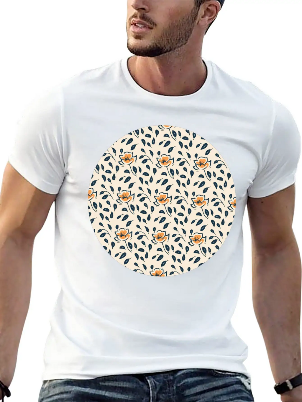 Floral Pattern No.4 Breathable Soft Cotton T-Shirt – Timeless Casual Look