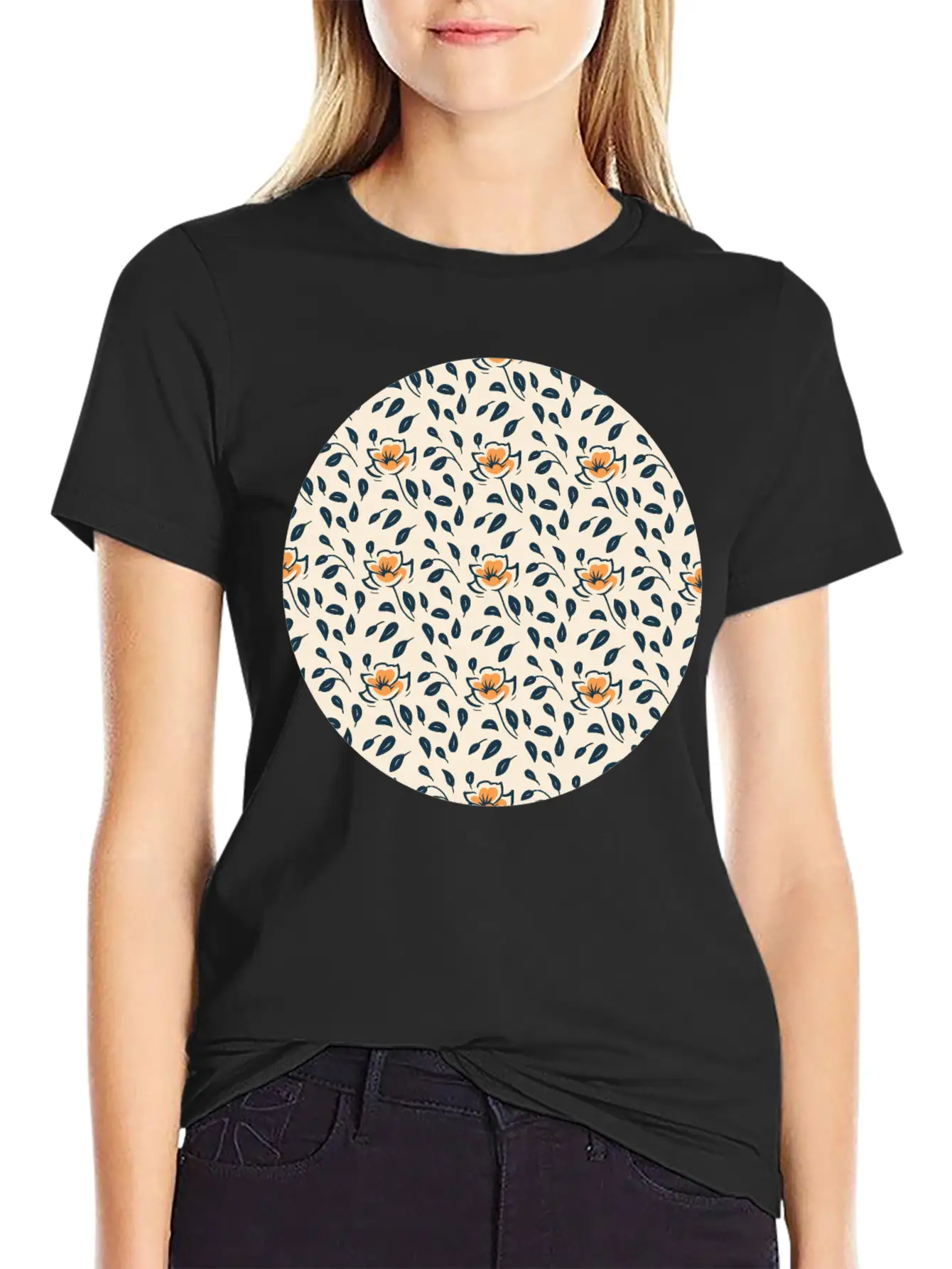Floral Pattern No.4 Breathable Soft Cotton T-Shirt – Timeless Casual Look
