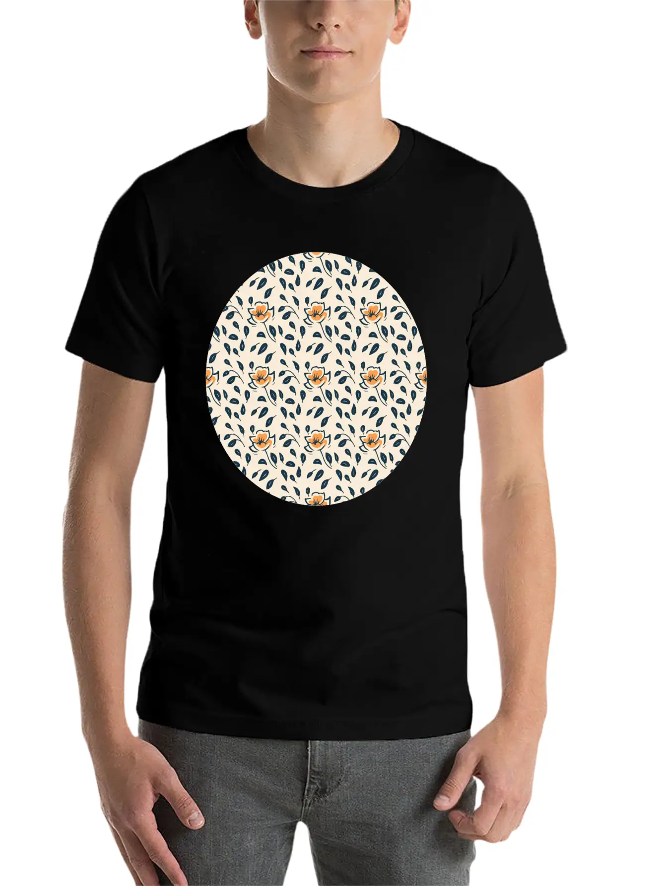 Floral Pattern No.4 Breathable Soft Cotton T-Shirt – Timeless Casual Look