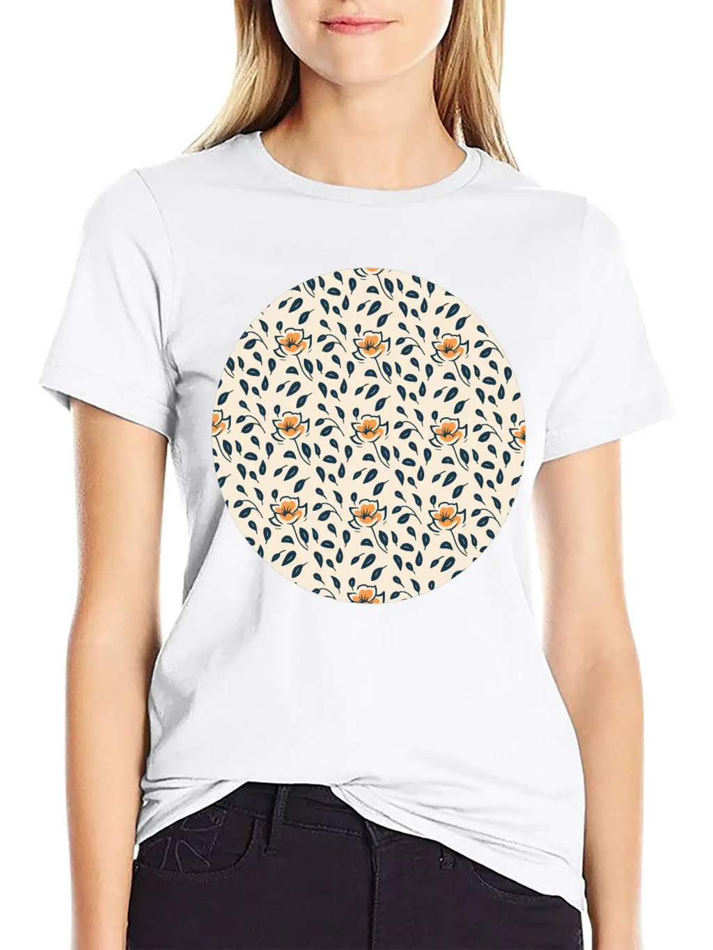 Floral Pattern No.4 Breathable Soft Cotton T-Shirt – Timeless Casual Look