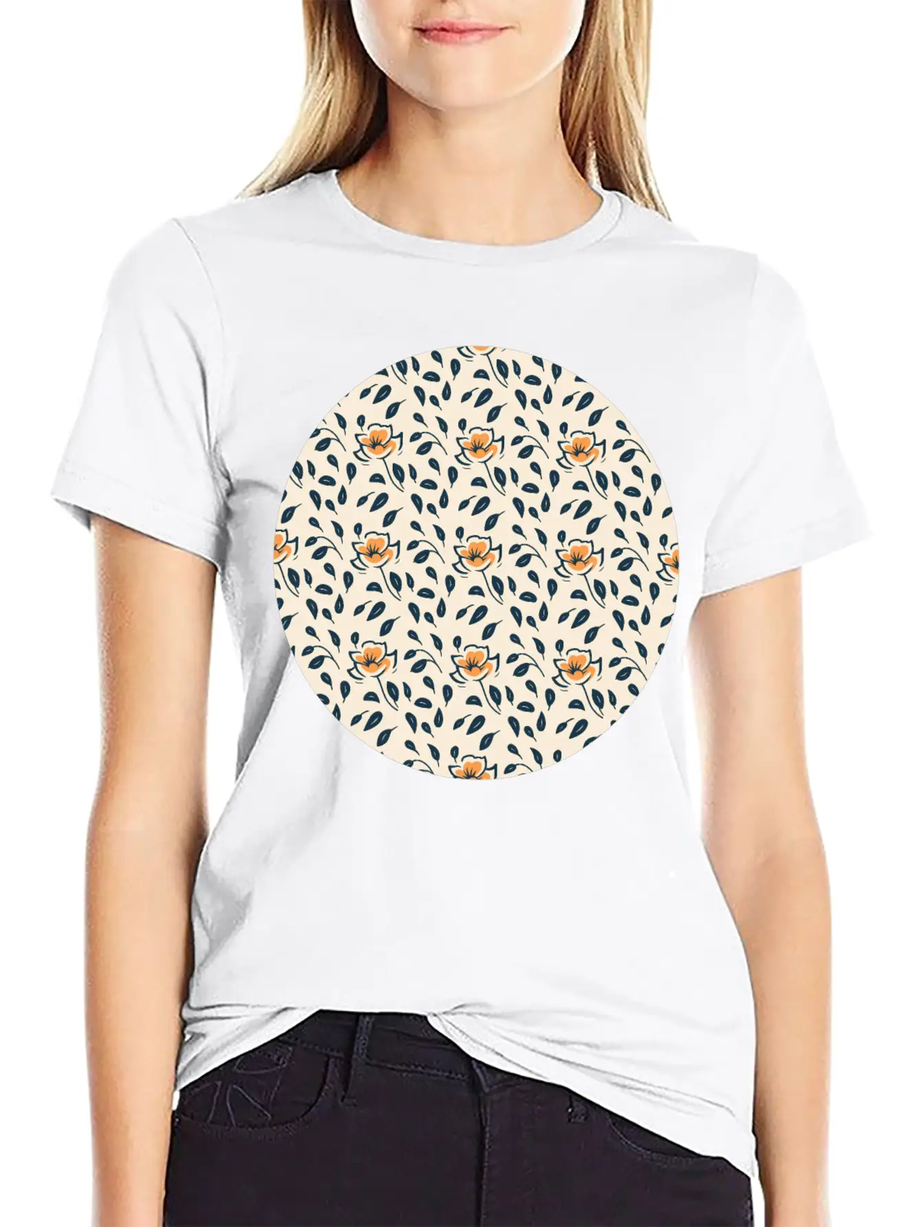 Floral Pattern No.4 Breathable Soft Cotton T-Shirt – Timeless Casual Look