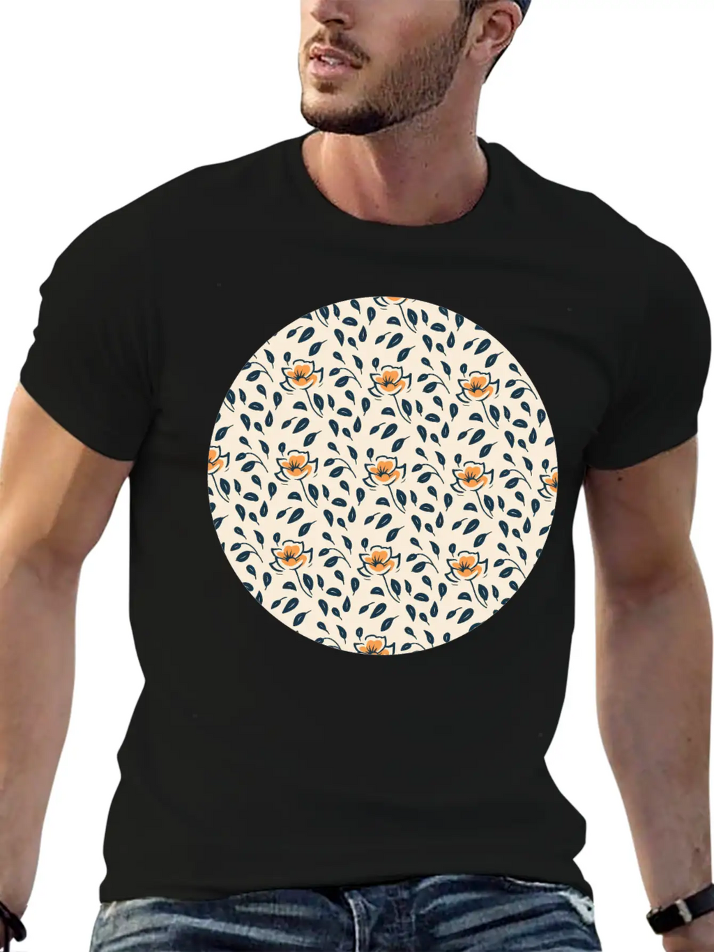 Floral Pattern No.4 Breathable Soft Cotton T-Shirt – Timeless Casual Look