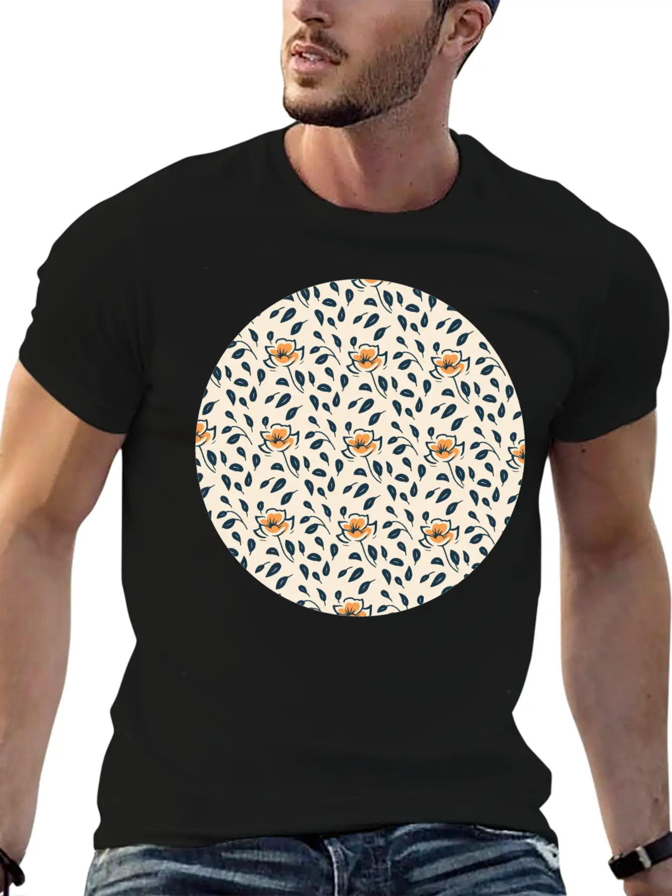 Floral Pattern No.4 Breathable Soft Cotton T-Shirt – Timeless Casual Look