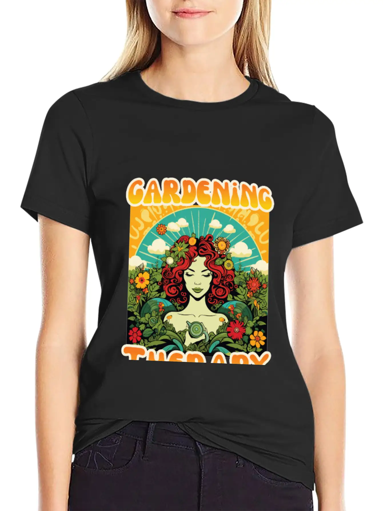 Floral Therapy Woman Stylish Everyday T-Shirt – Unisex Basic Cotton Tee