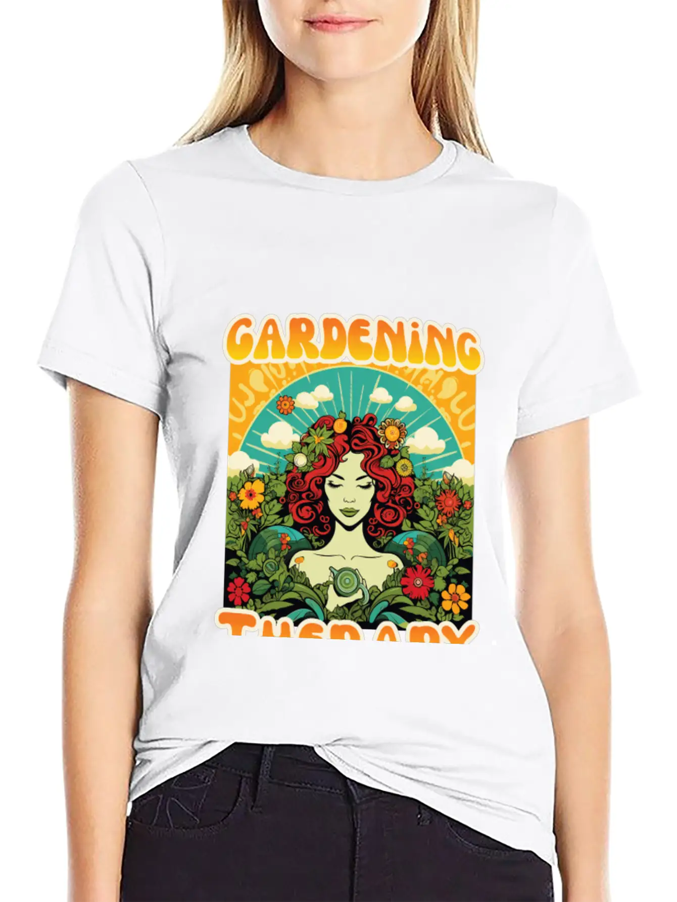 Floral Therapy Woman Stylish Everyday T-Shirt – Unisex Basic Cotton Tee